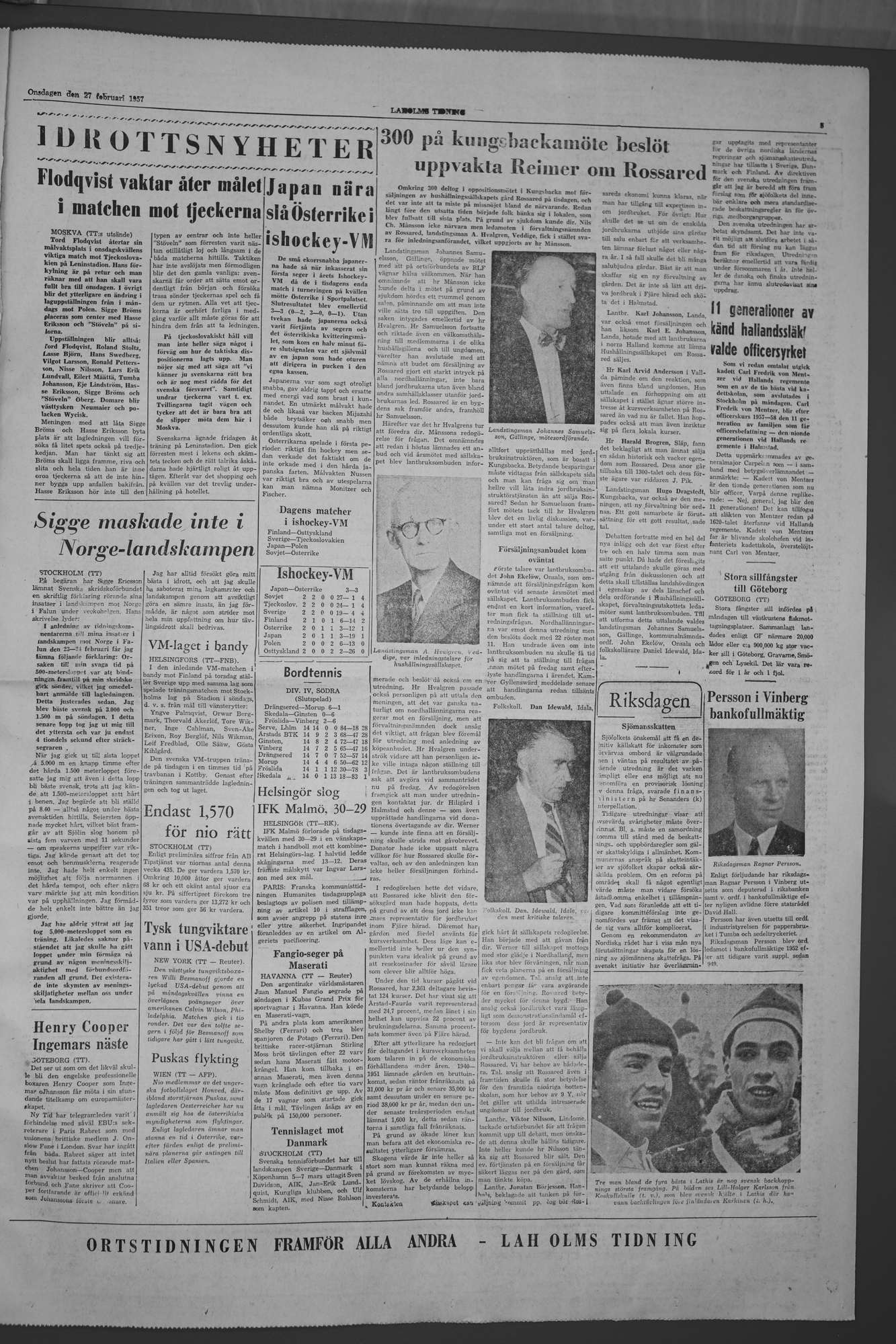 Laholms Tidning Onsdag 27 februari 1957, sida 5