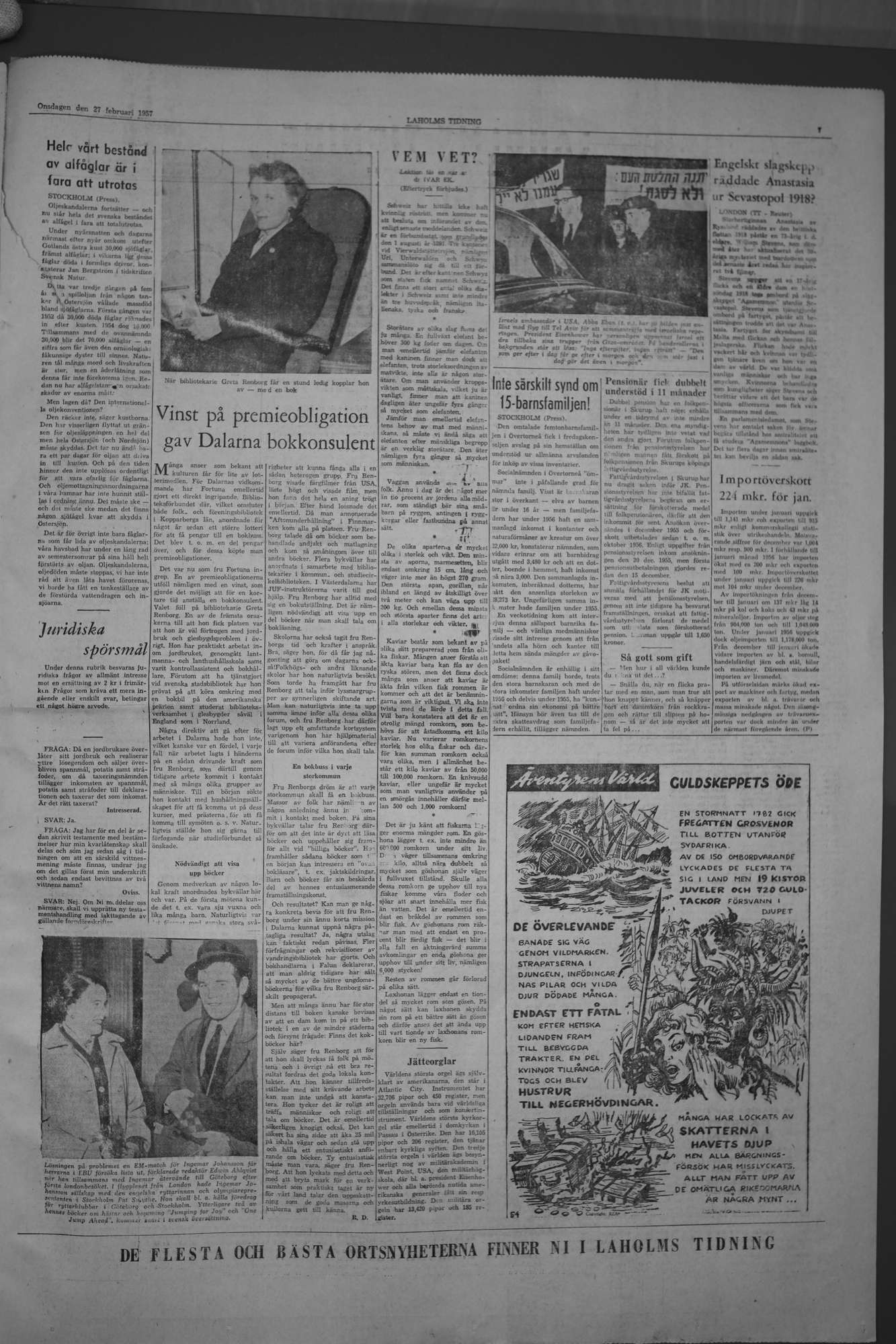 Laholms Tidning Onsdag 27 februari 1957, sida 7