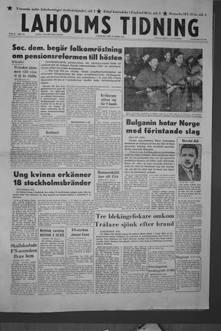 Förstasidan, Onsdag 27 mars 1957