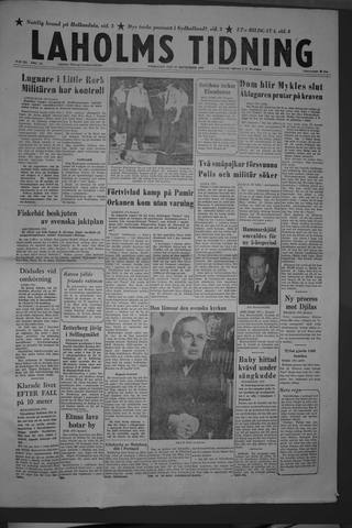 Förstasidan, Fredag 27 september 1957