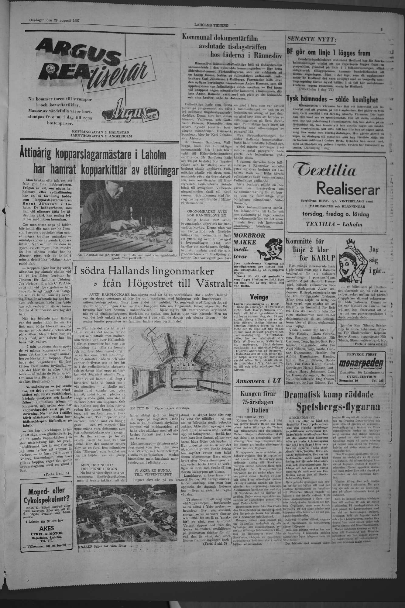 Laholms Tidning Onsdag 28 augusti 1957, sida 3