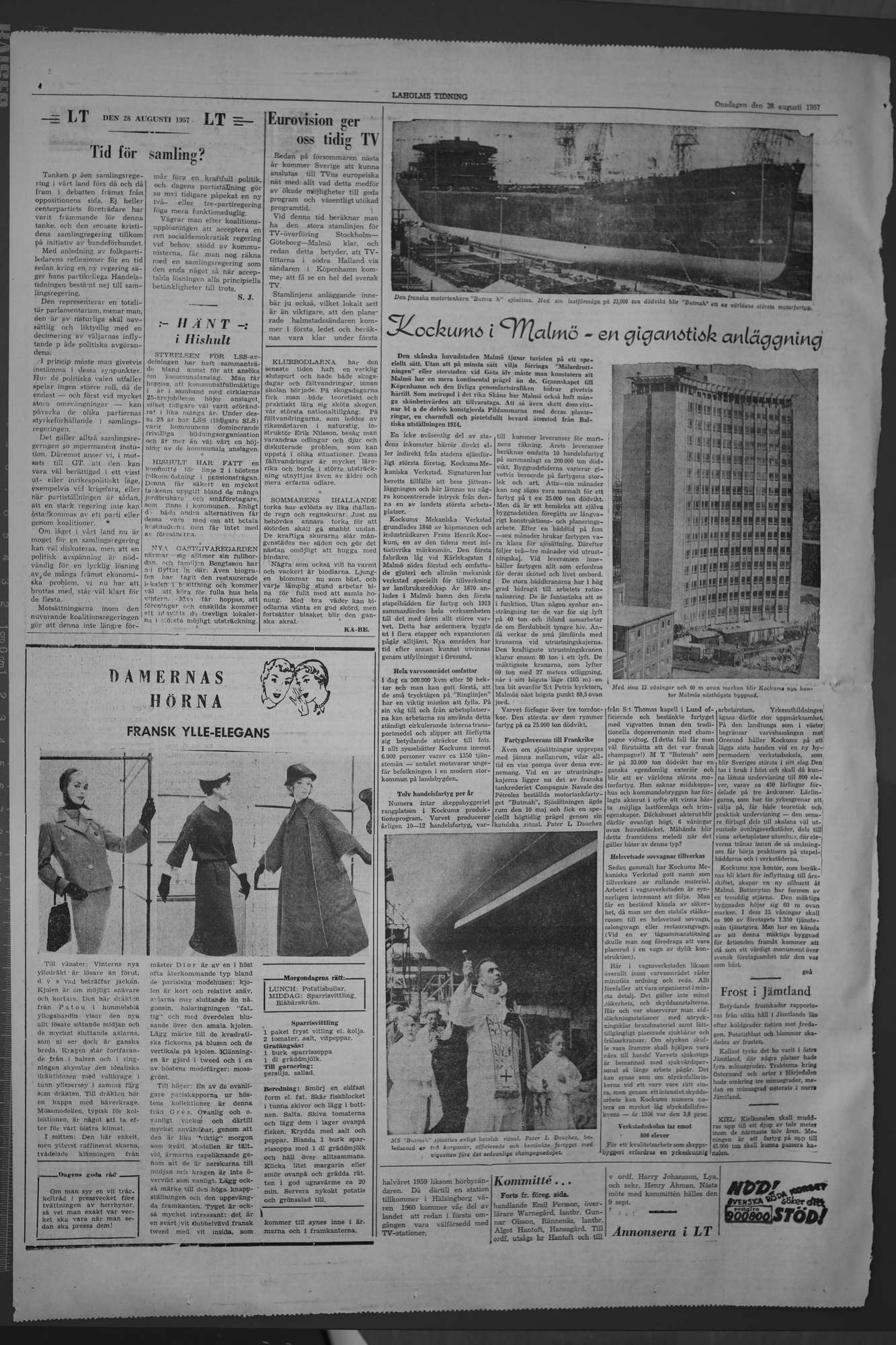 Laholms Tidning Onsdag 28 augusti 1957, sida 4