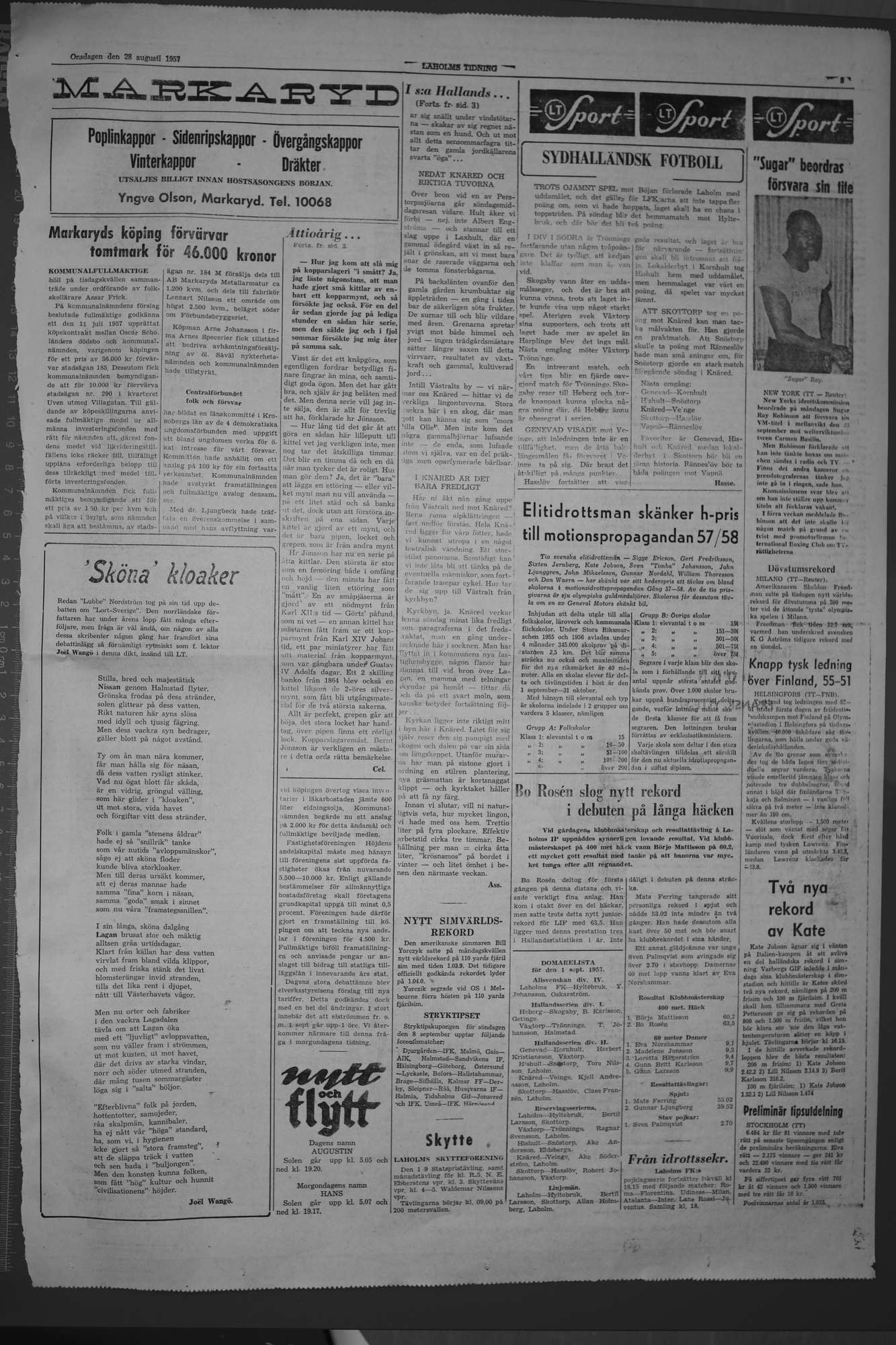 Laholms Tidning Onsdag 28 augusti 1957, sida 5