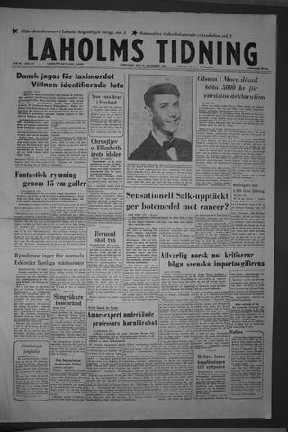 Förstasidan, Lördag 28 december 1957