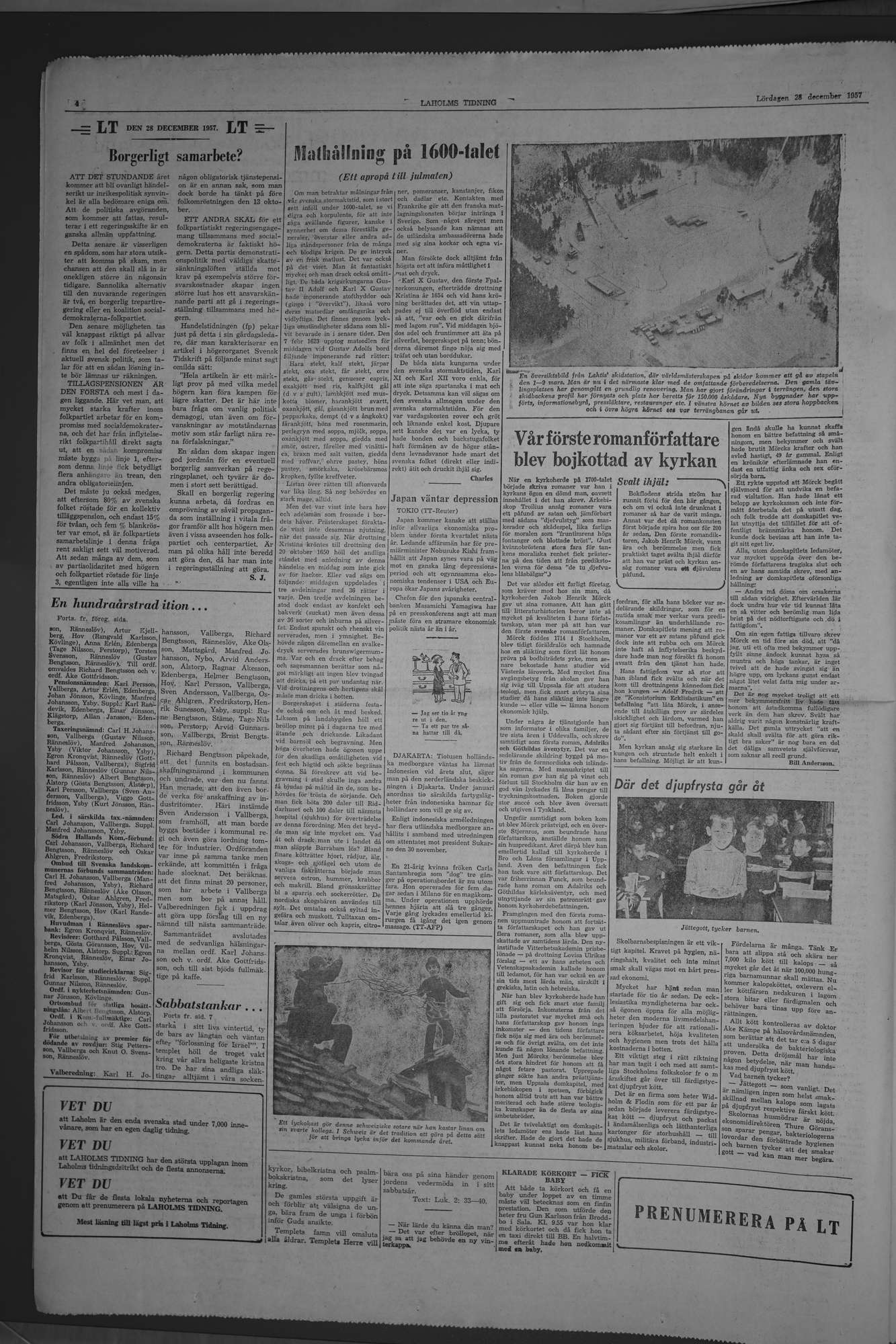 Laholms Tidning Lördag 28 december 1957, sida 4