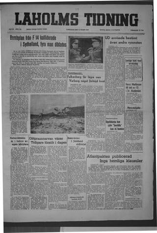 Förstasidan, Lördag 19 mars 1949