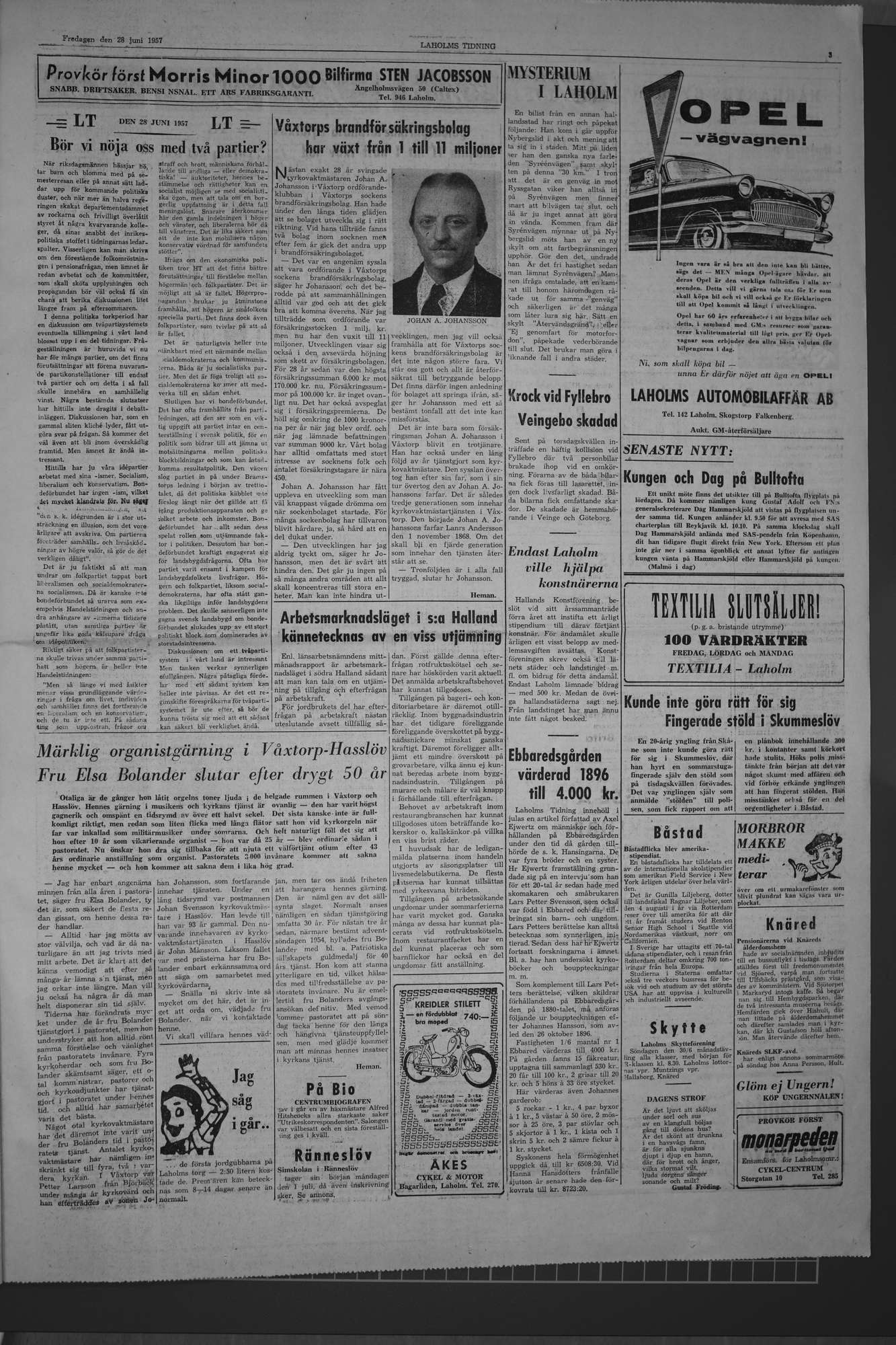 Laholms Tidning Fredag 28 juni 1957, sida 3