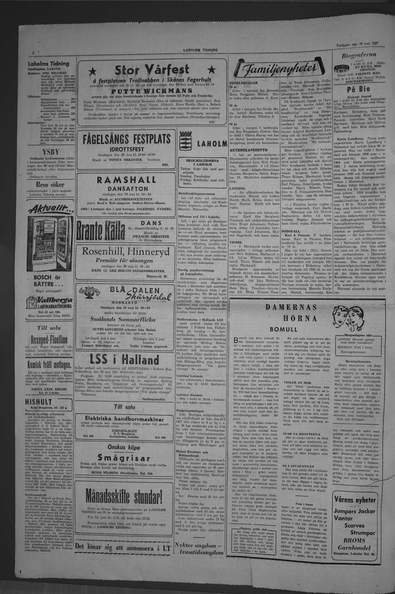 Laholms Tidning Tisdag 28 maj 1957, sida 2