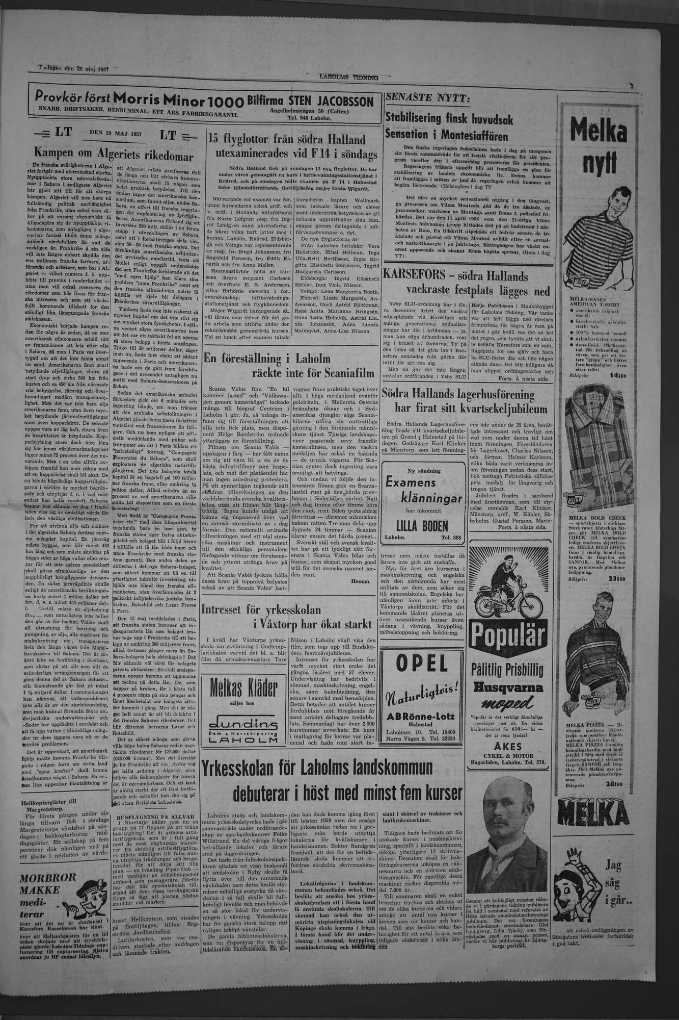 Laholms Tidning Tisdag 28 maj 1957, sida 3