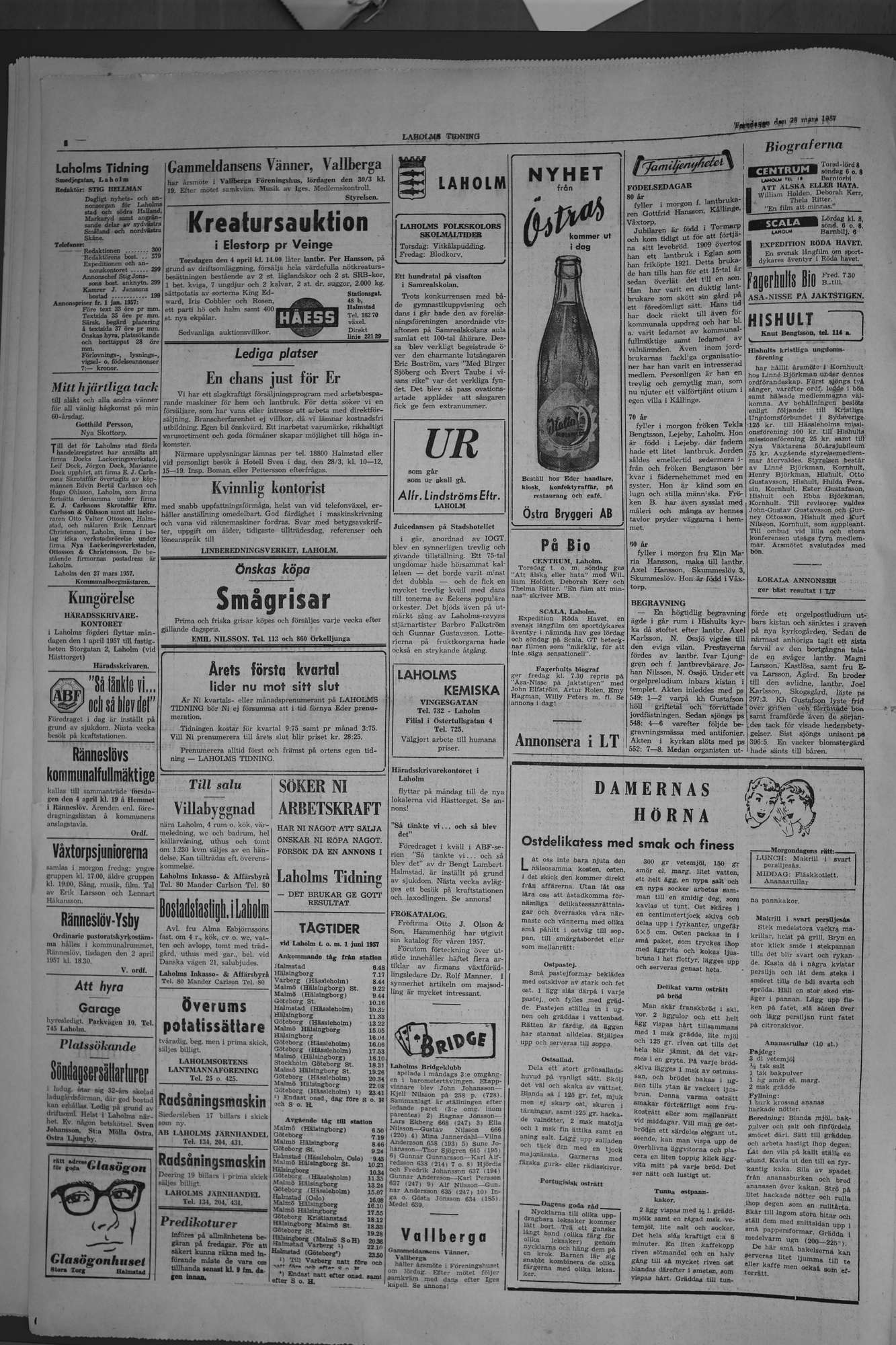Laholms Tidning Torsdag 28 mars 1957, sida 2