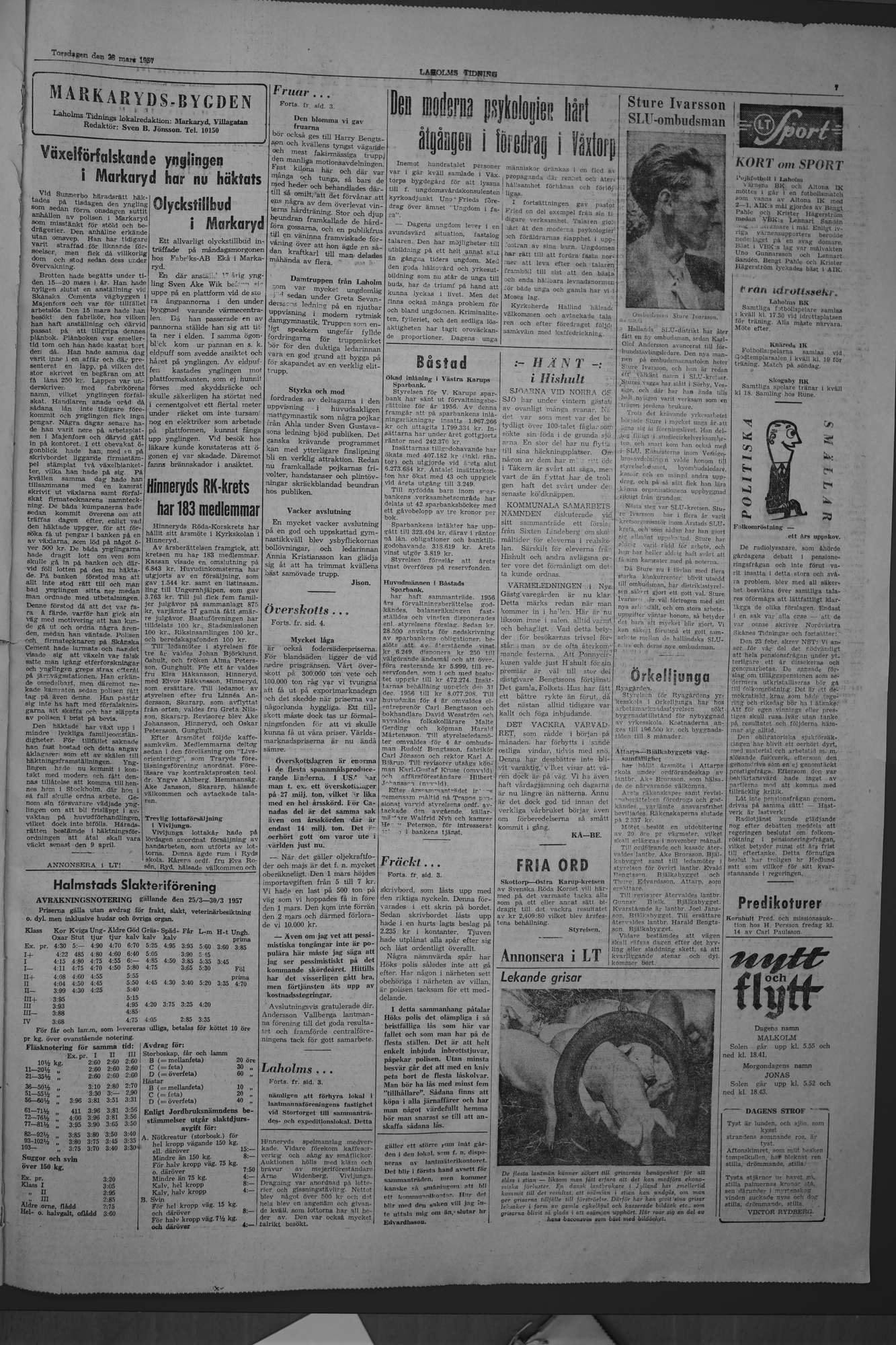 Laholms Tidning Torsdag 28 mars 1957, sida 7