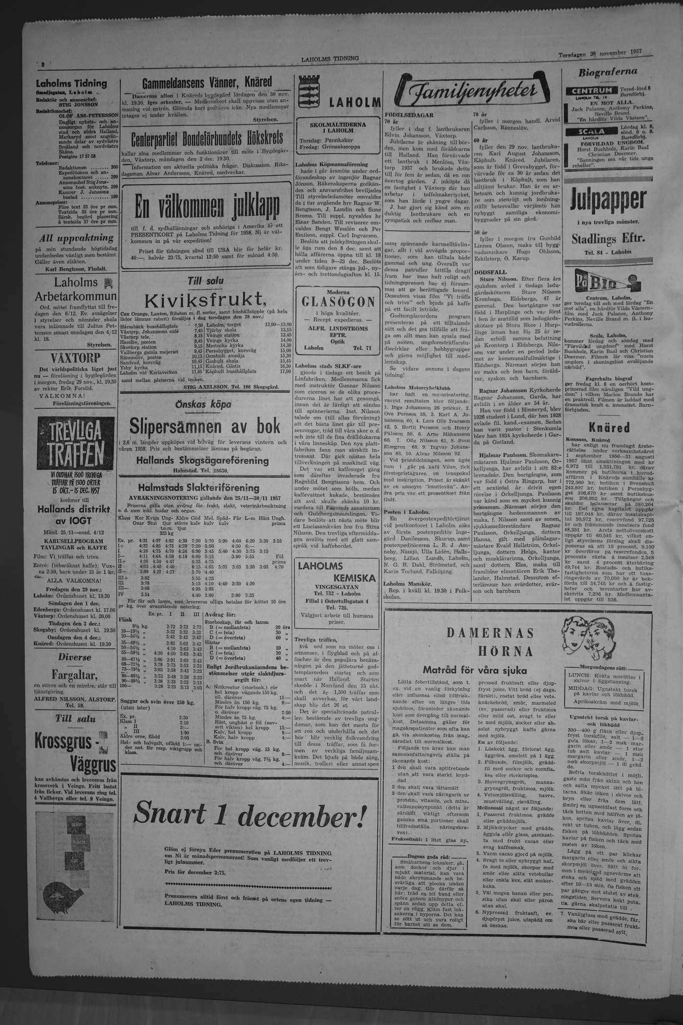 Laholms Tidning Torsdag 28 november 1957, sida 2