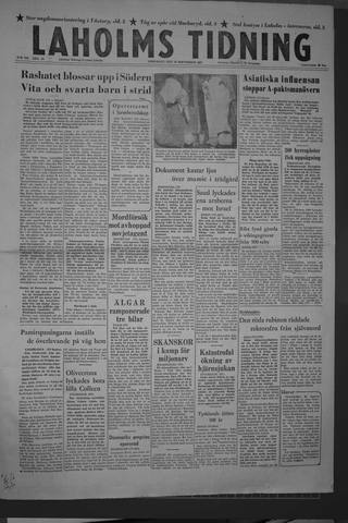 Förstasidan, Lördag 28 september 1957