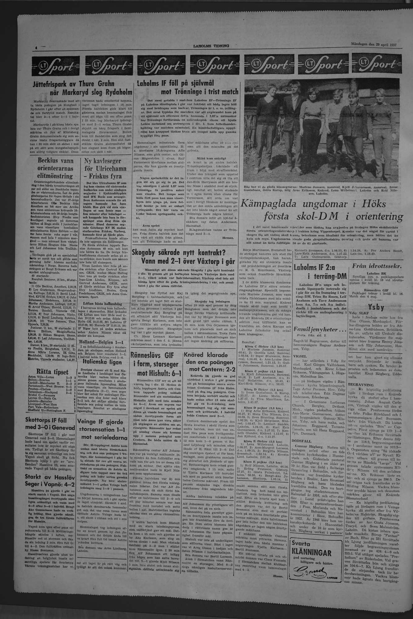 Laholms Tidning Måndag 29 april 1957, sida 4