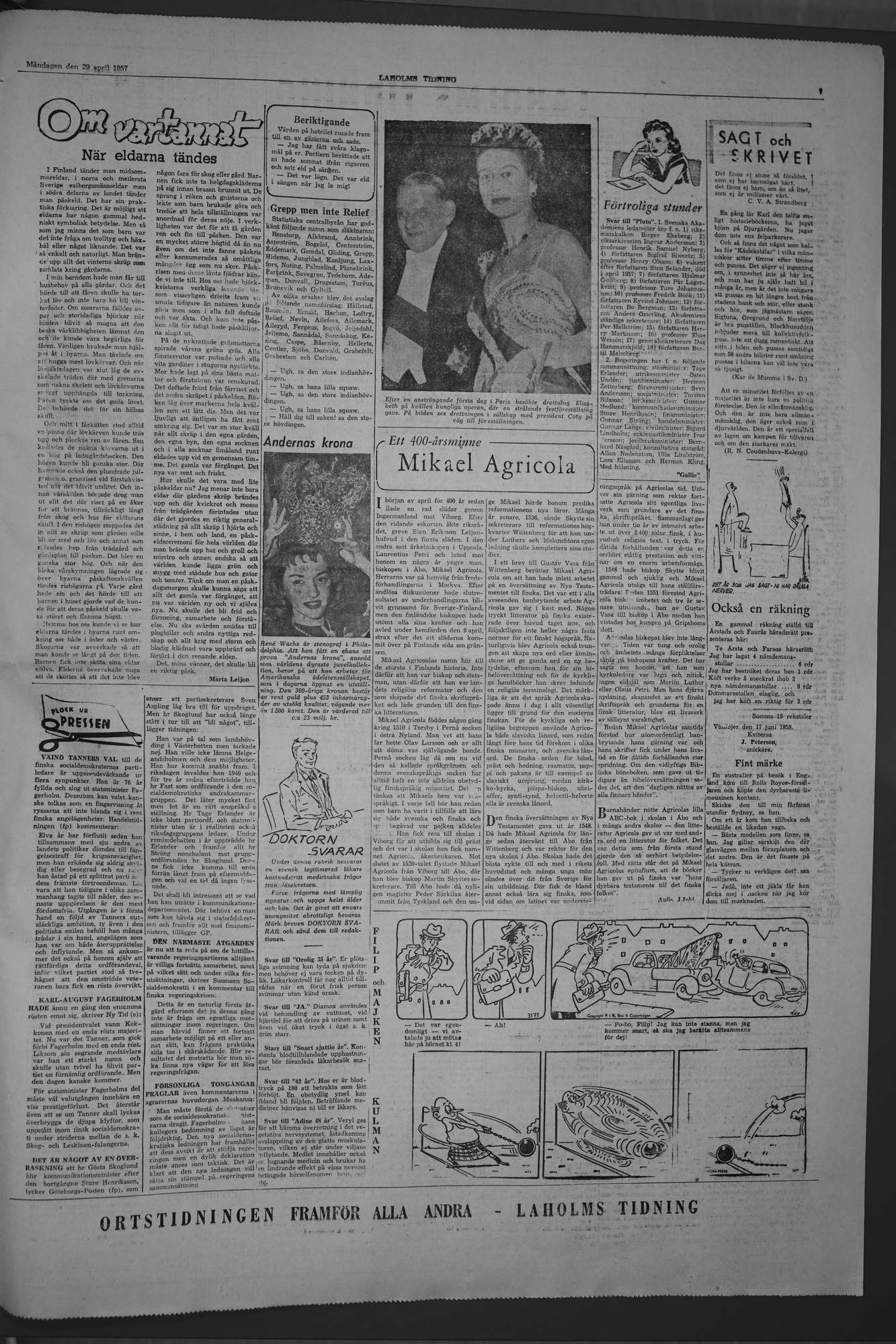 Laholms Tidning Måndag 29 april 1957, sida 7