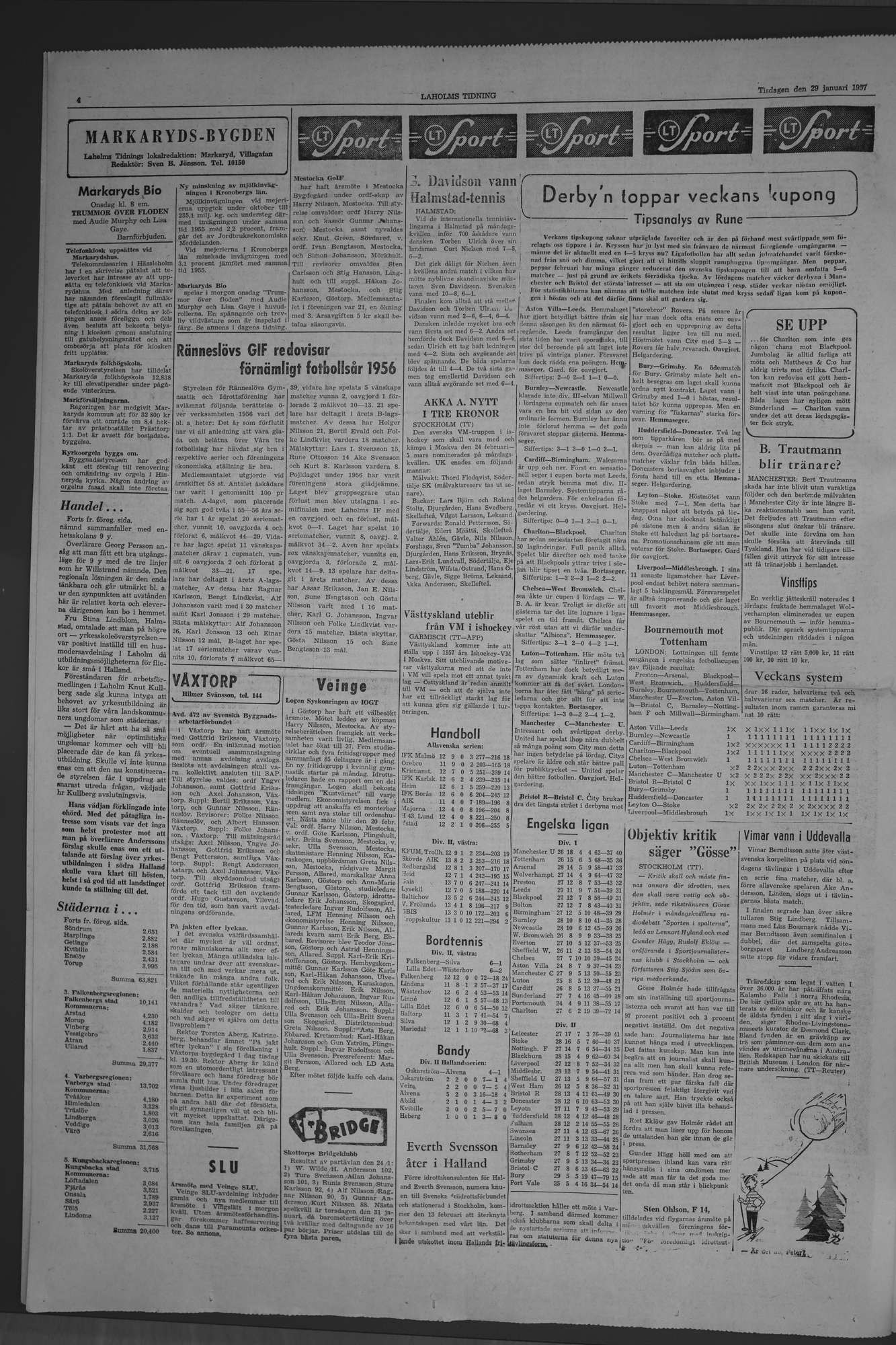 Laholms Tidning Tisdag 29 januari 1957, sida 4