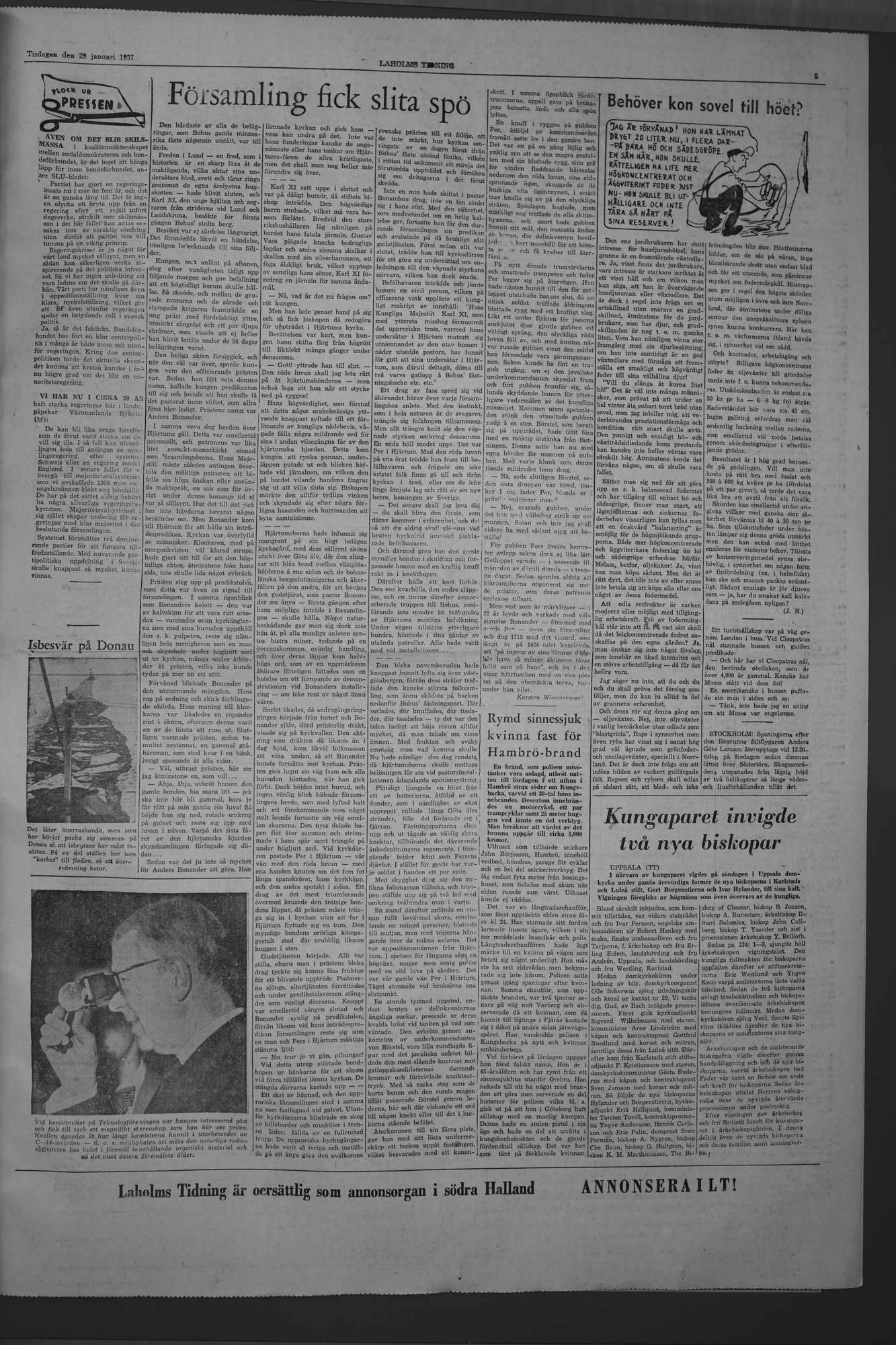 Laholms Tidning Tisdag 29 januari 1957, sida 5
