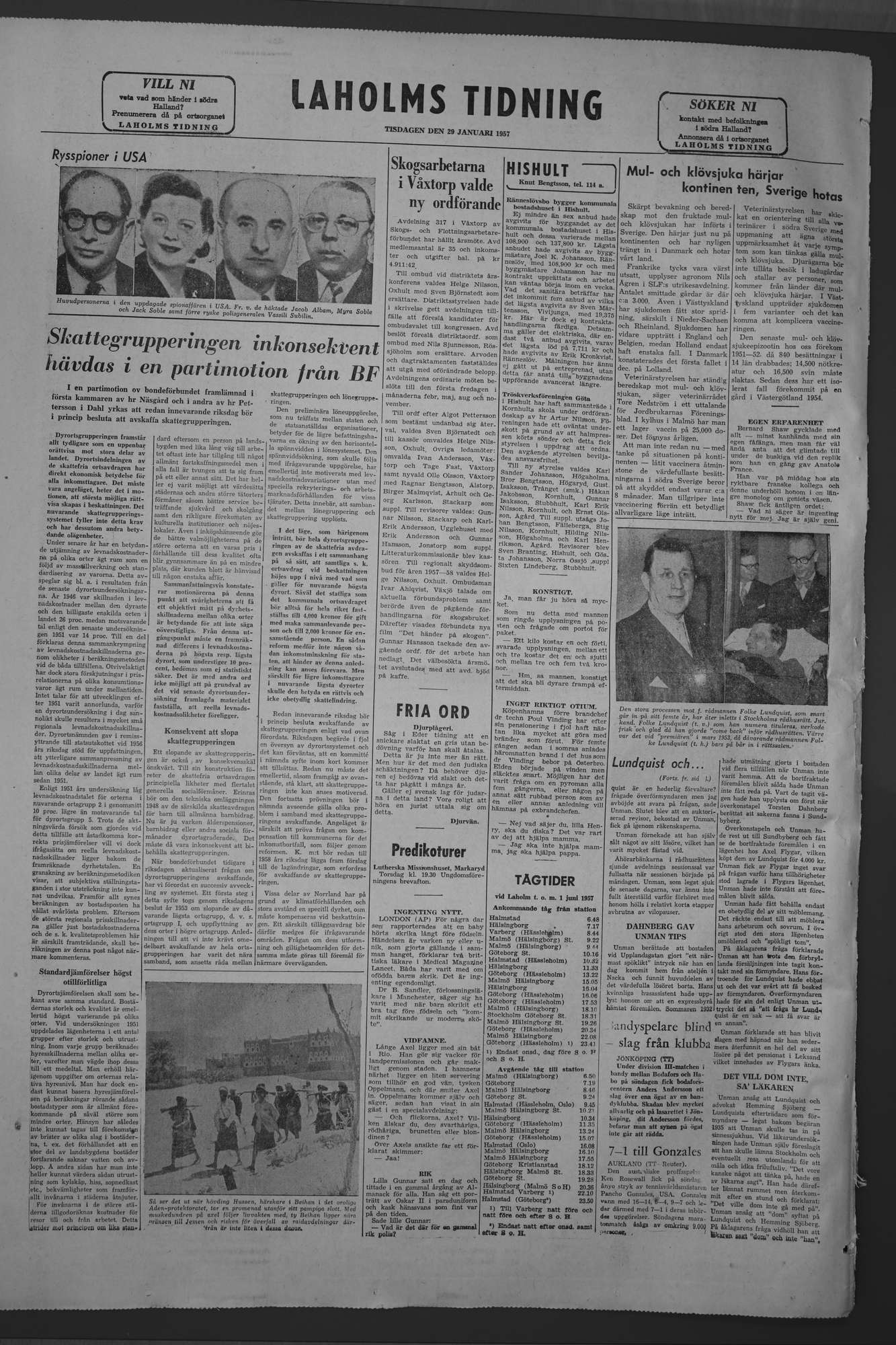 Laholms Tidning Tisdag 29 januari 1957, sida 8