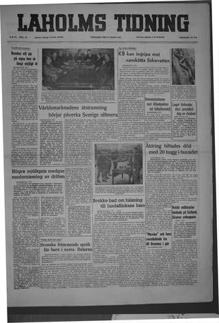 Förstasidan, Tisdag 22 mars 1949
