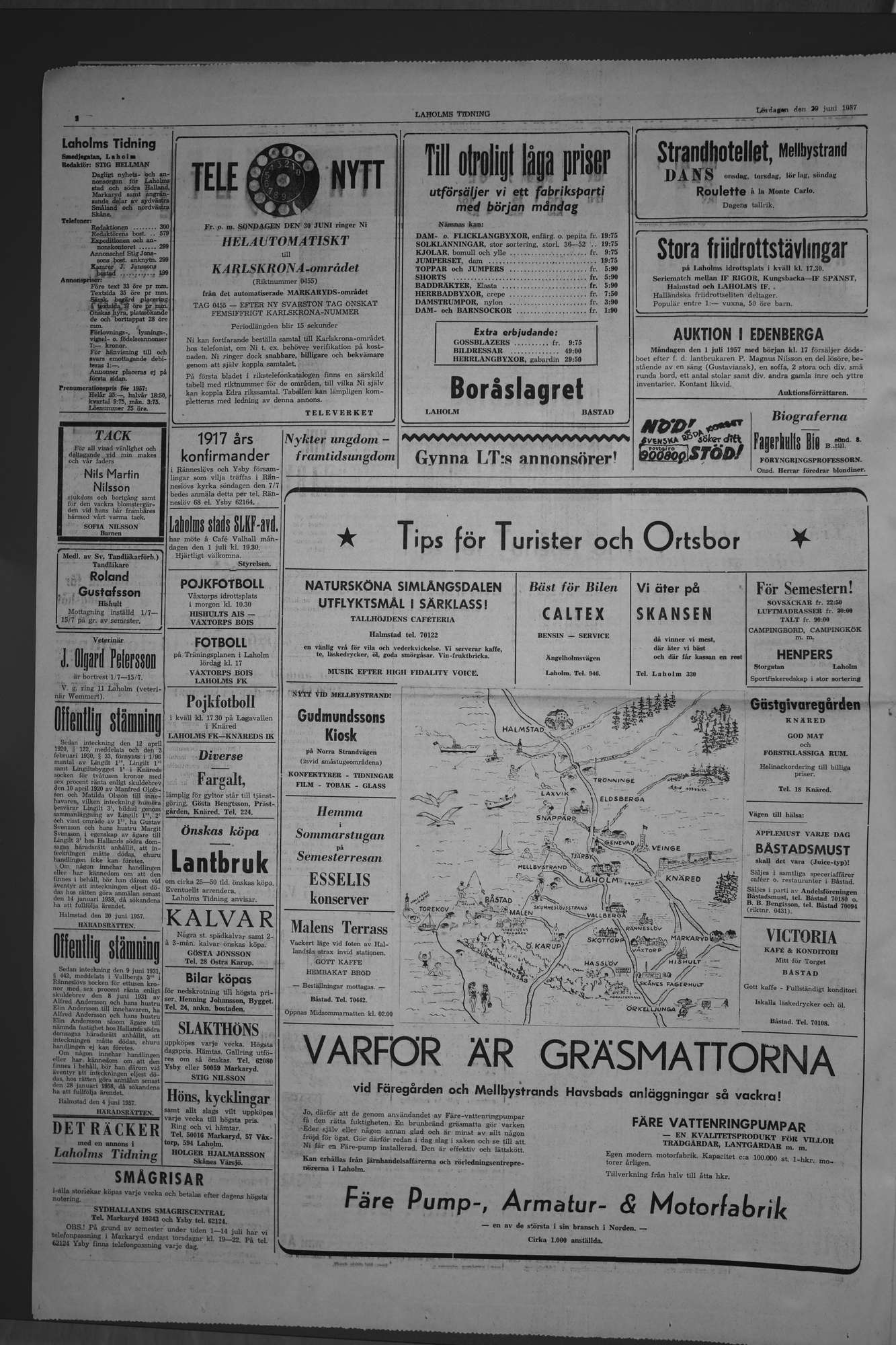 Laholms Tidning Lördag 29 juni 1957, sida 2