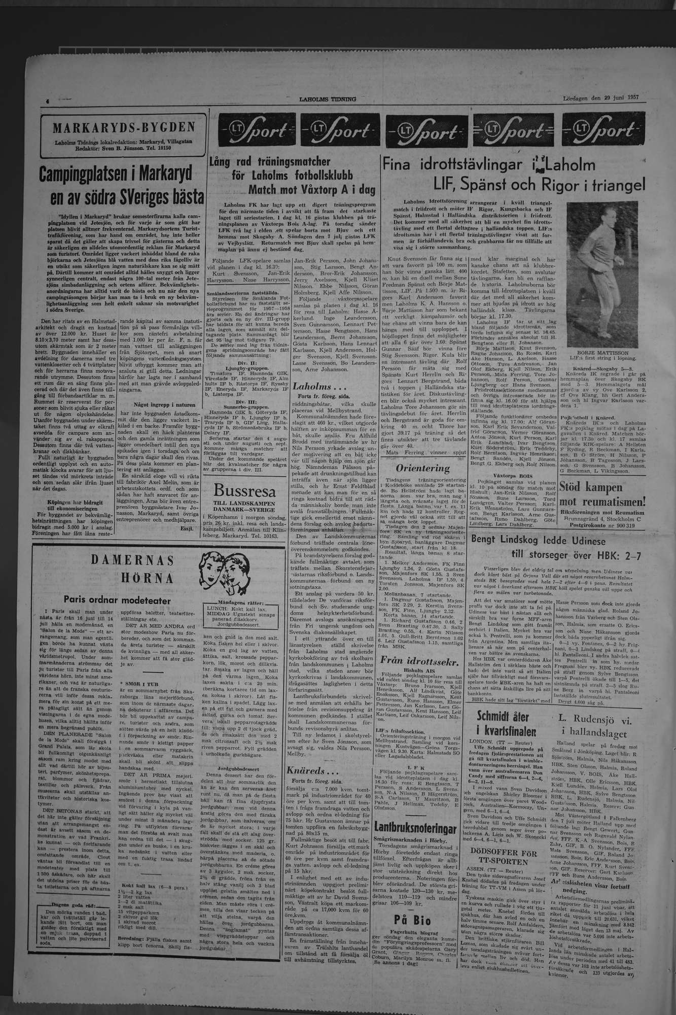 Laholms Tidning Lördag 29 juni 1957, sida 4