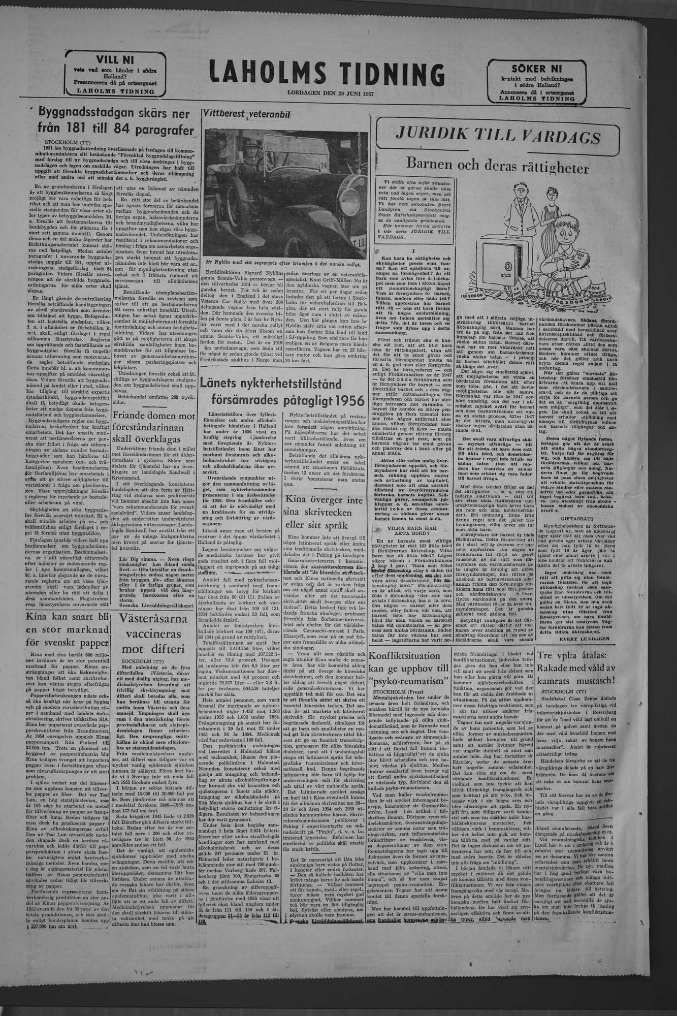 Laholms Tidning Lördag 29 juni 1957, sida 8