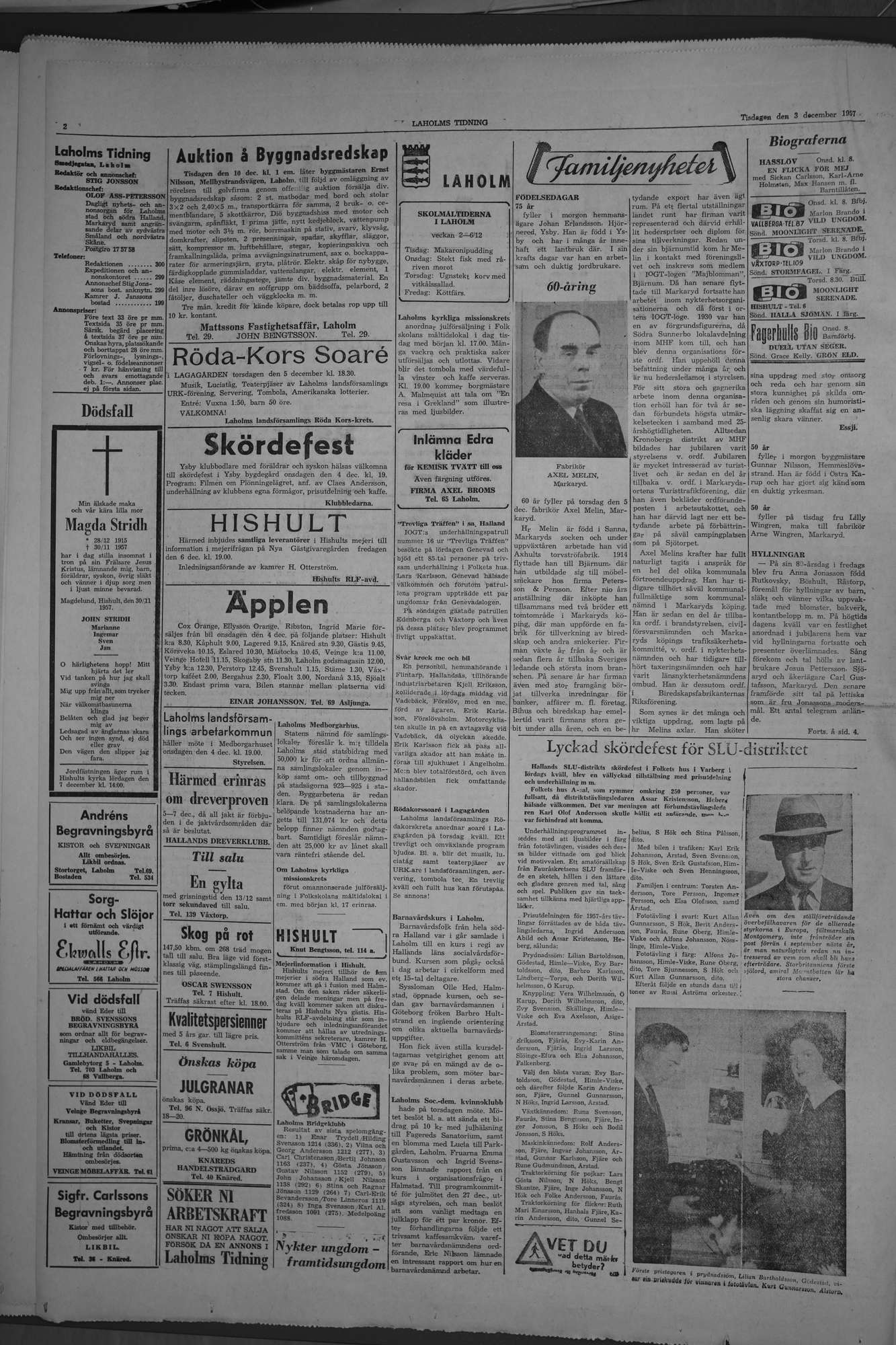 Laholms Tidning Tisdag 3 december 1957, sida 2