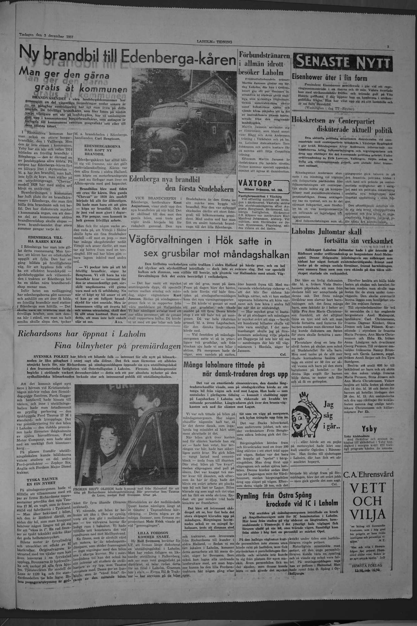 Laholms Tidning Tisdag 3 december 1957, sida 3