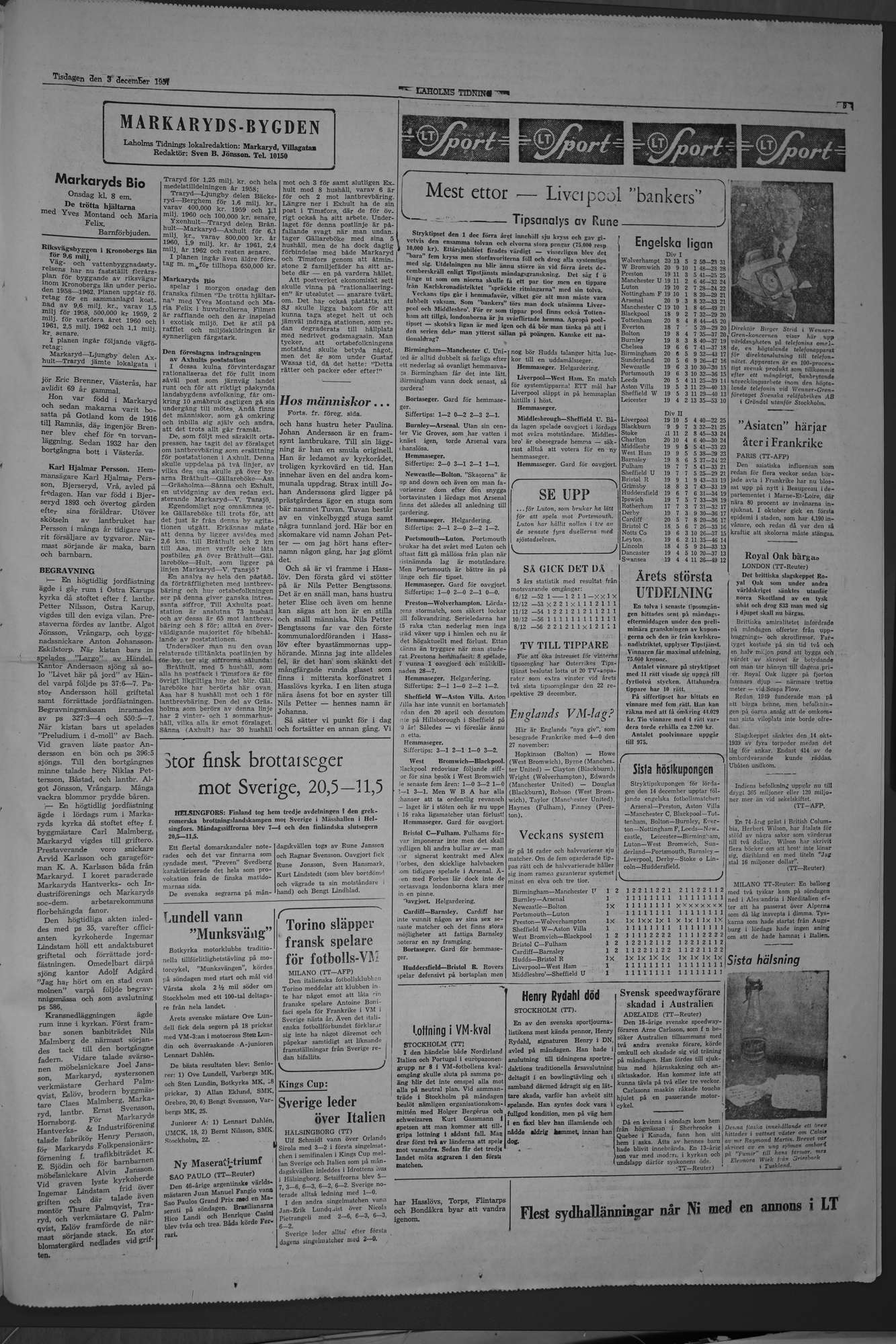 Laholms Tidning Tisdag 3 december 1957, sida 5