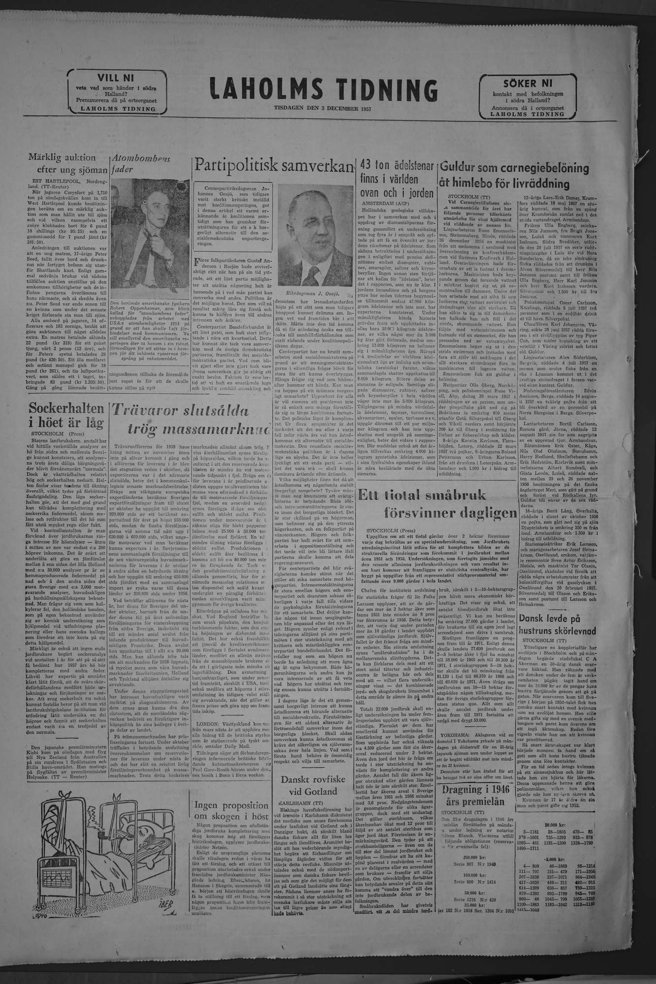 Laholms Tidning Tisdag 3 december 1957, sida 8
