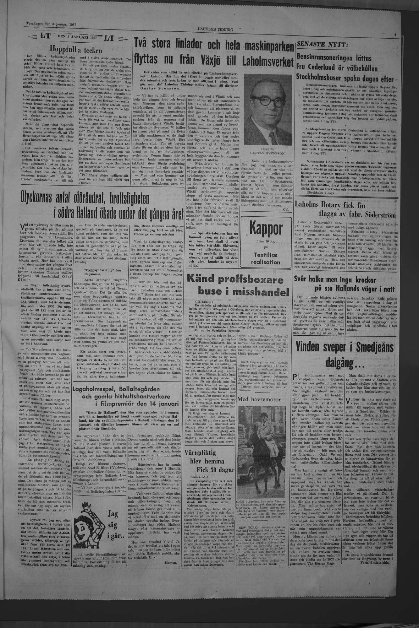 Laholms Tidning Torsdag 3 januari 1957, sida 3