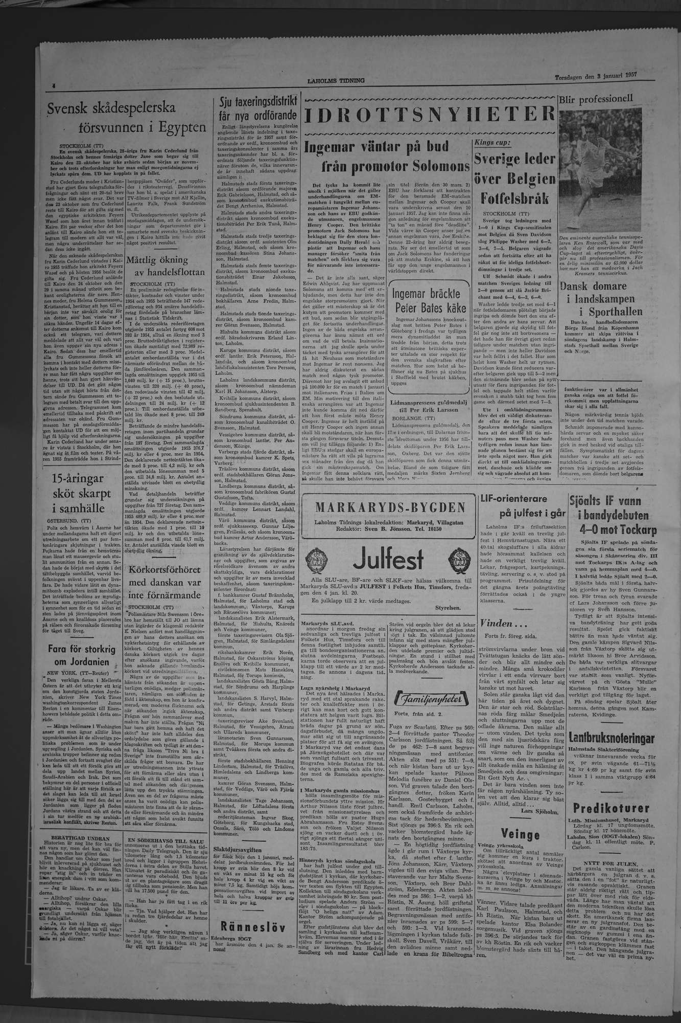 Laholms Tidning Torsdag 3 januari 1957, sida 4