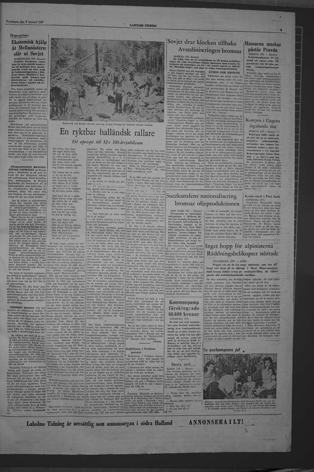Laholms Tidning Torsdag 3 januari 1957, sida 5