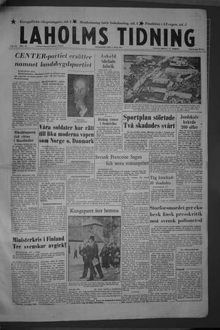 Förstasidan, Onsdag 3 juli 1957