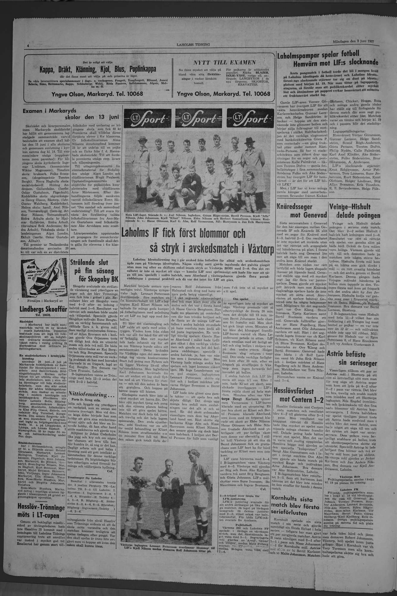 Laholms Tidning Måndag 3 juni 1957, sida 4