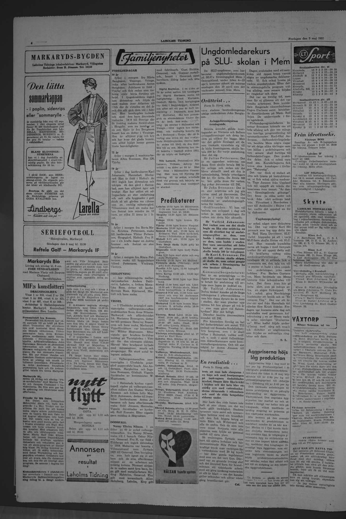 Laholms Tidning Fredag 3 maj 1957, sida 4