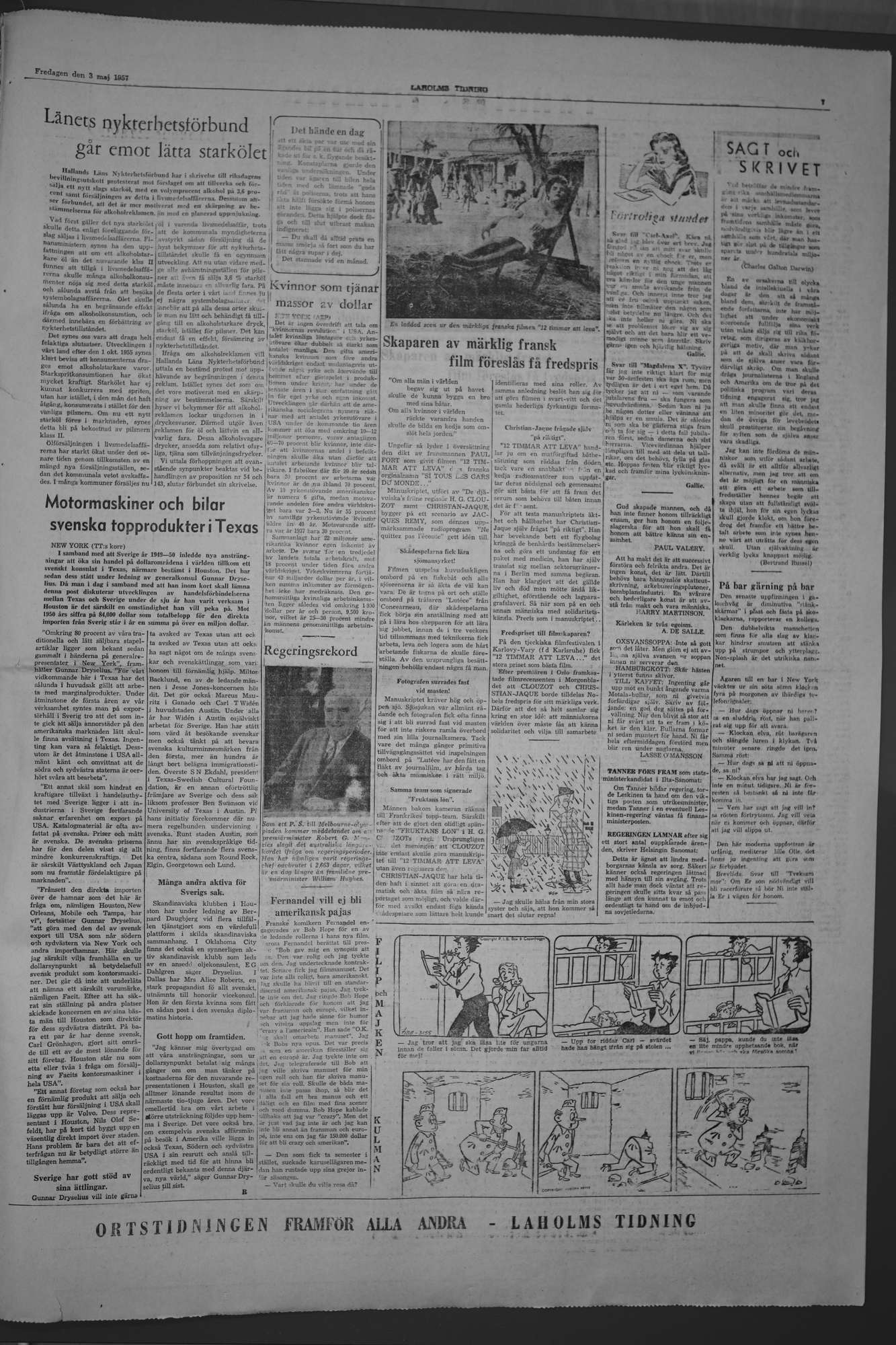 Laholms Tidning Fredag 3 maj 1957, sida 7