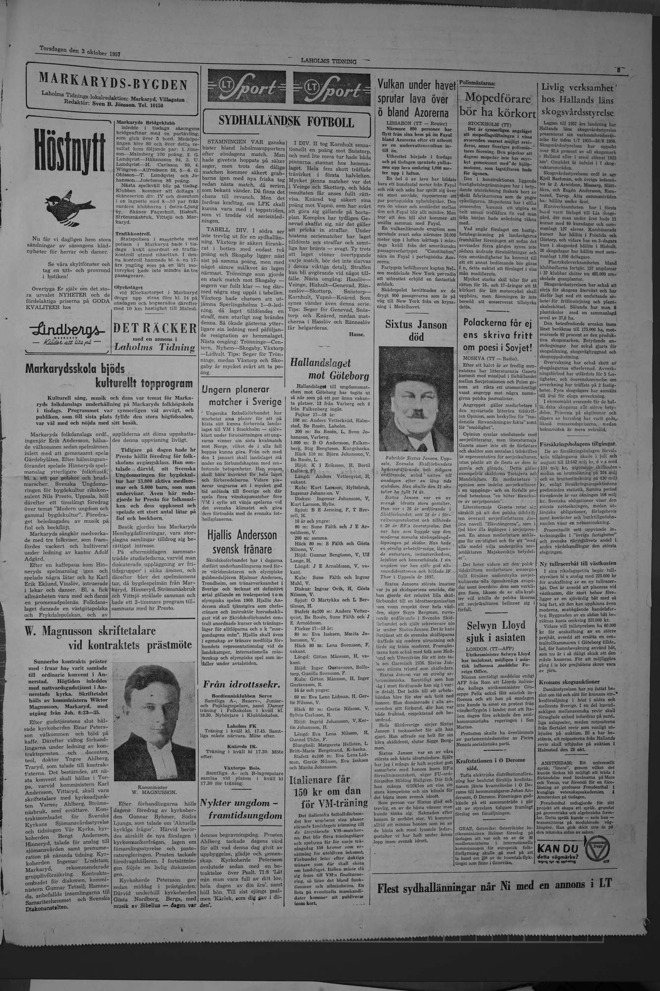 Laholms Tidning Torsdag 3 oktober 1957, sida 5