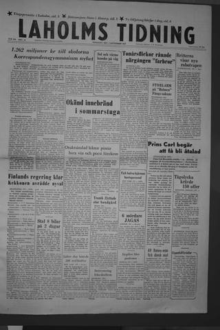 Förstasidan, Tisdag 3 september 1957