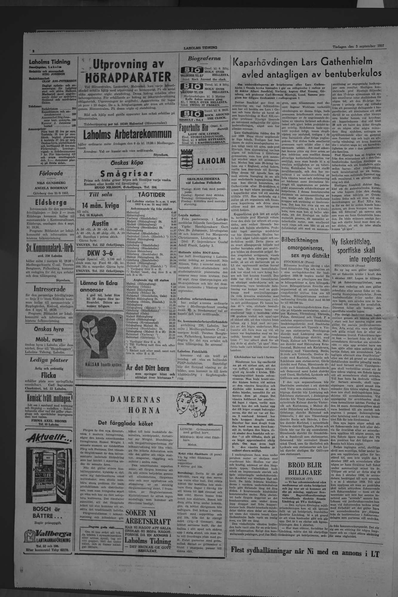 Laholms Tidning Tisdag 3 september 1957, sida 2
