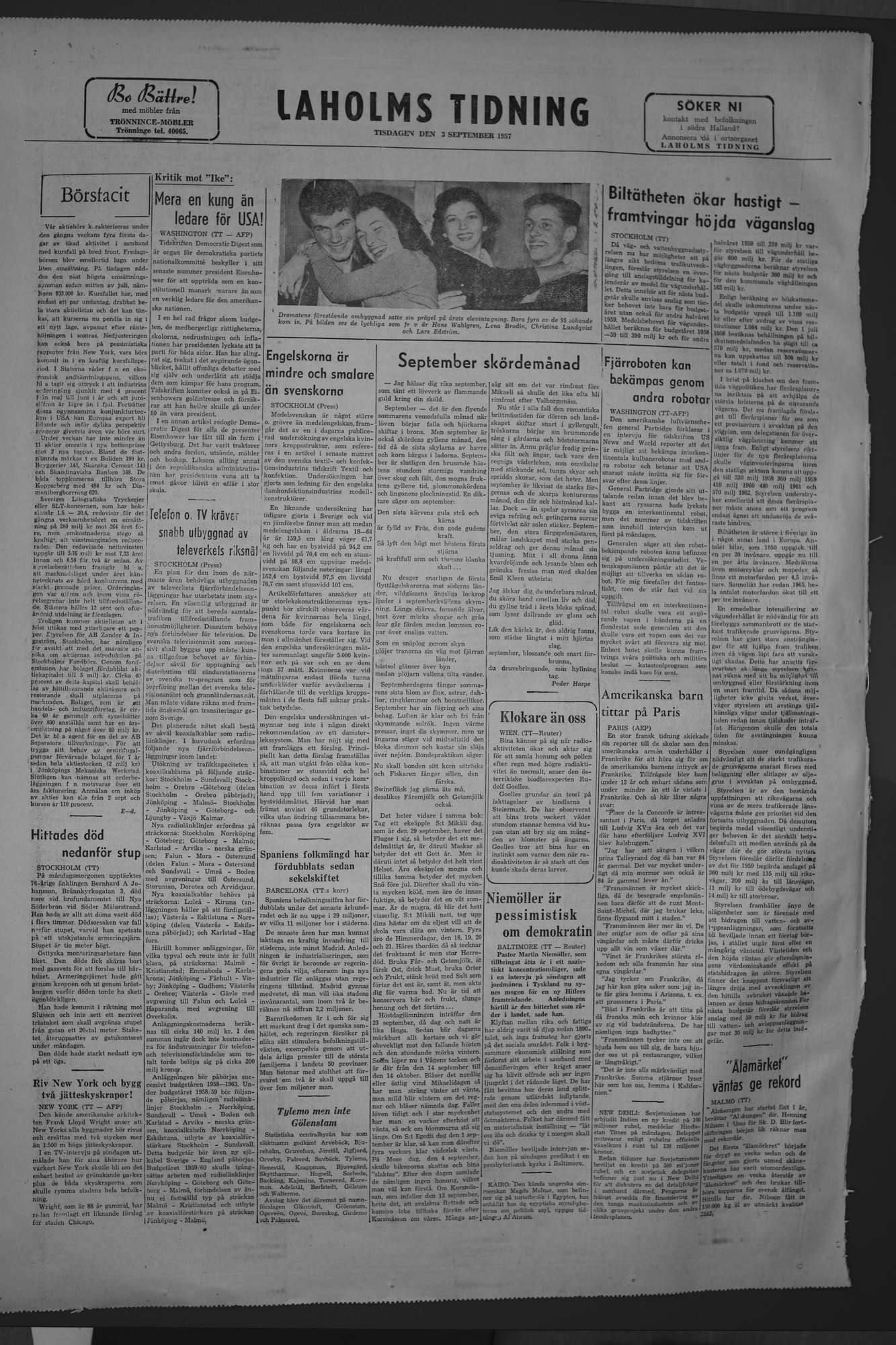 Laholms Tidning Tisdag 3 september 1957, sida 8