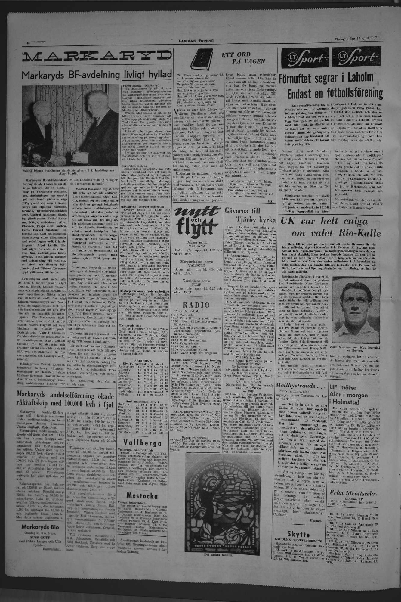 Laholms Tidning Tisdag 30 april 1957, sida 4
