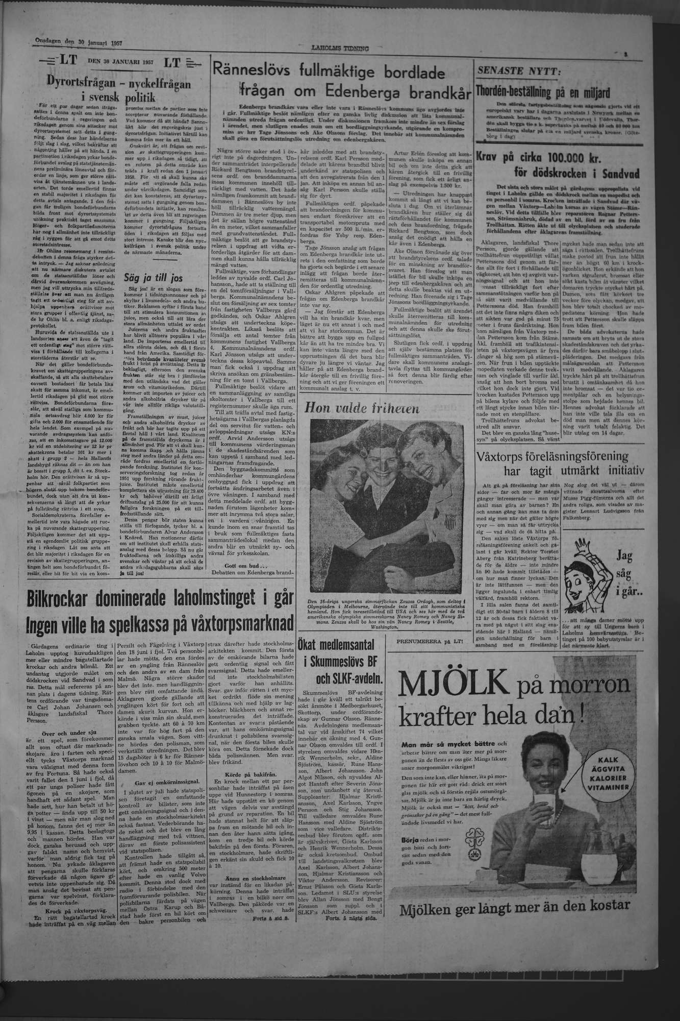 Laholms Tidning Onsdag 30 januari 1957, sida 3