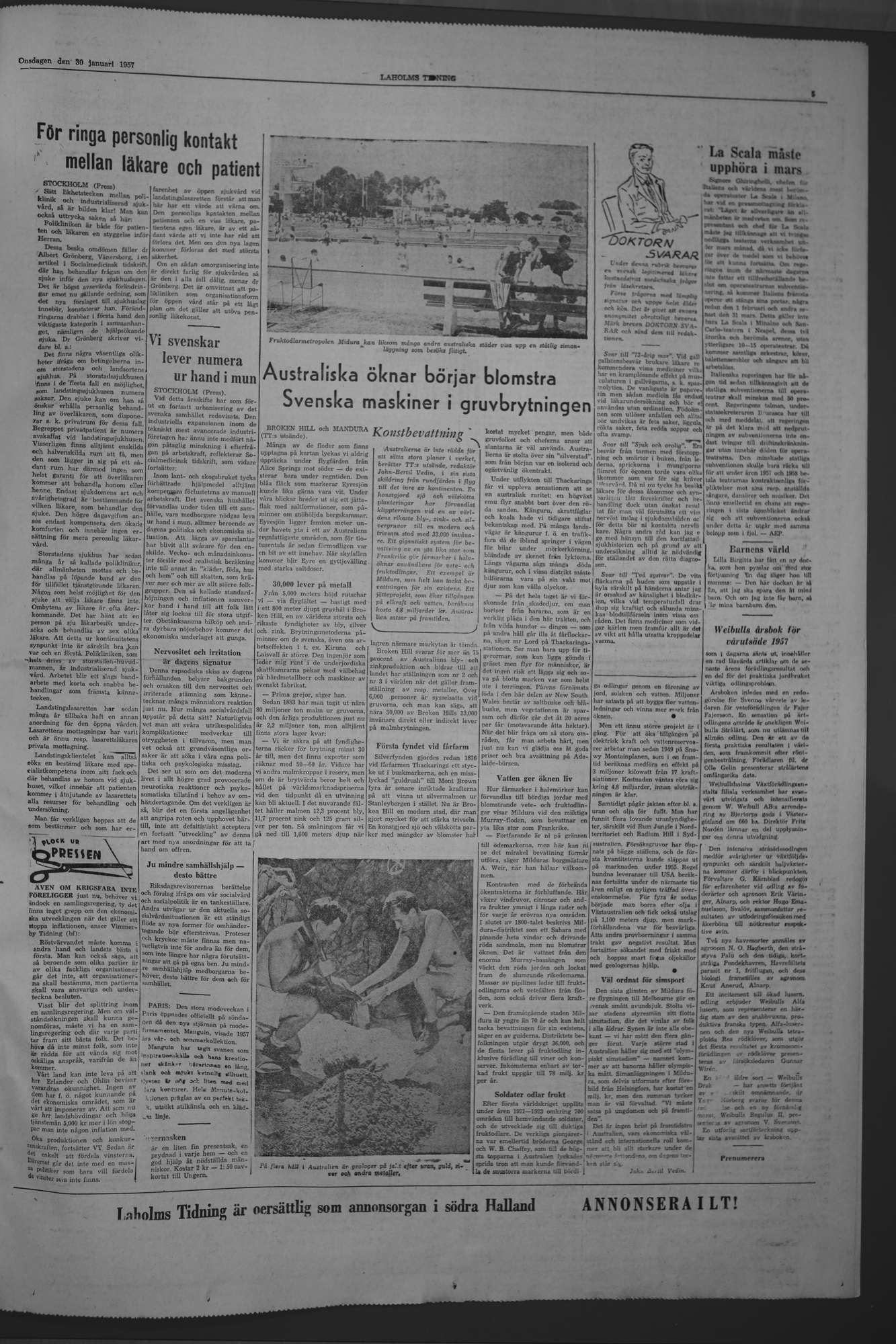 Laholms Tidning Onsdag 30 januari 1957, sida 5