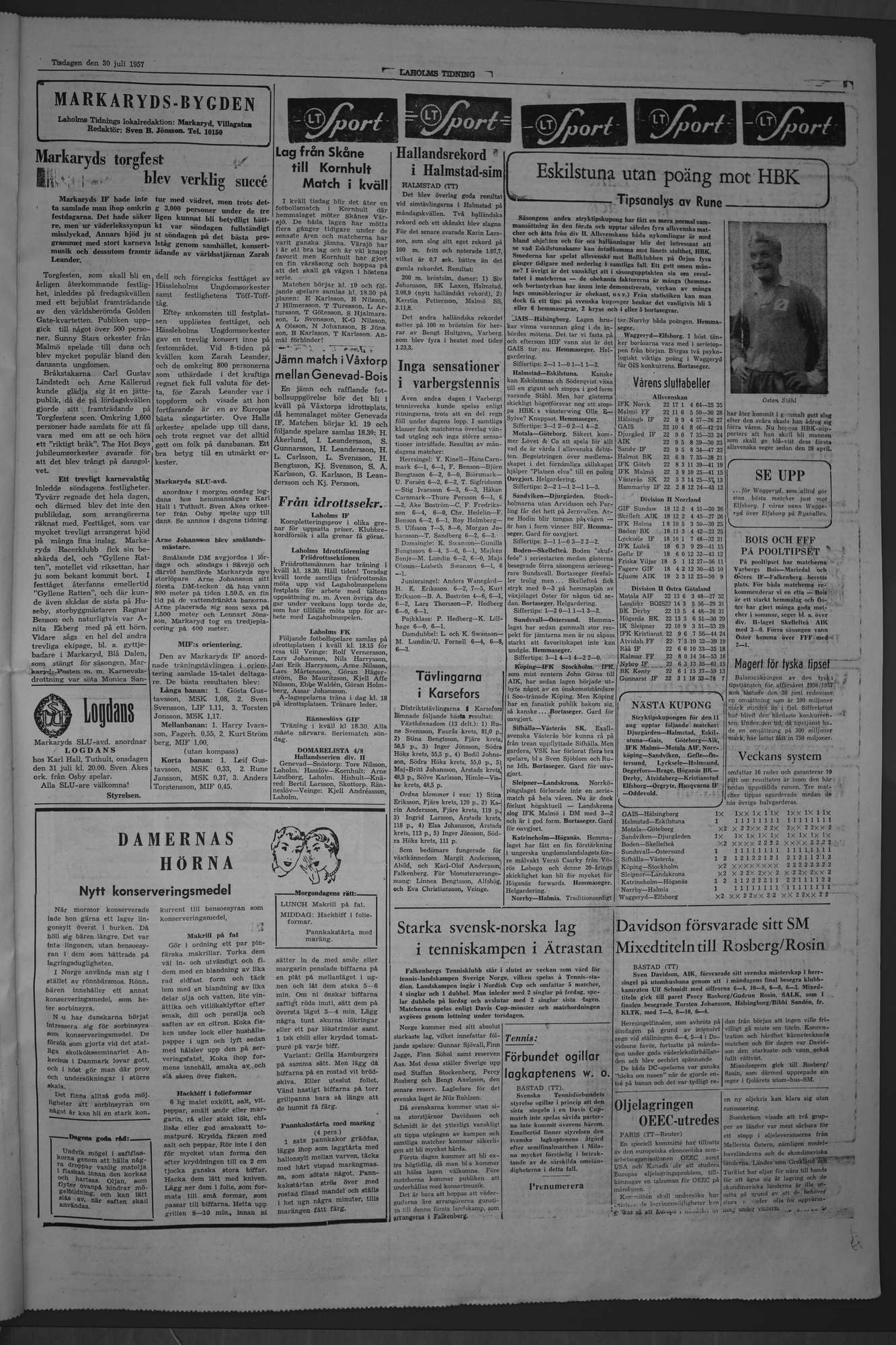 Laholms Tidning Tisdag 30 juli 1957, sida 5