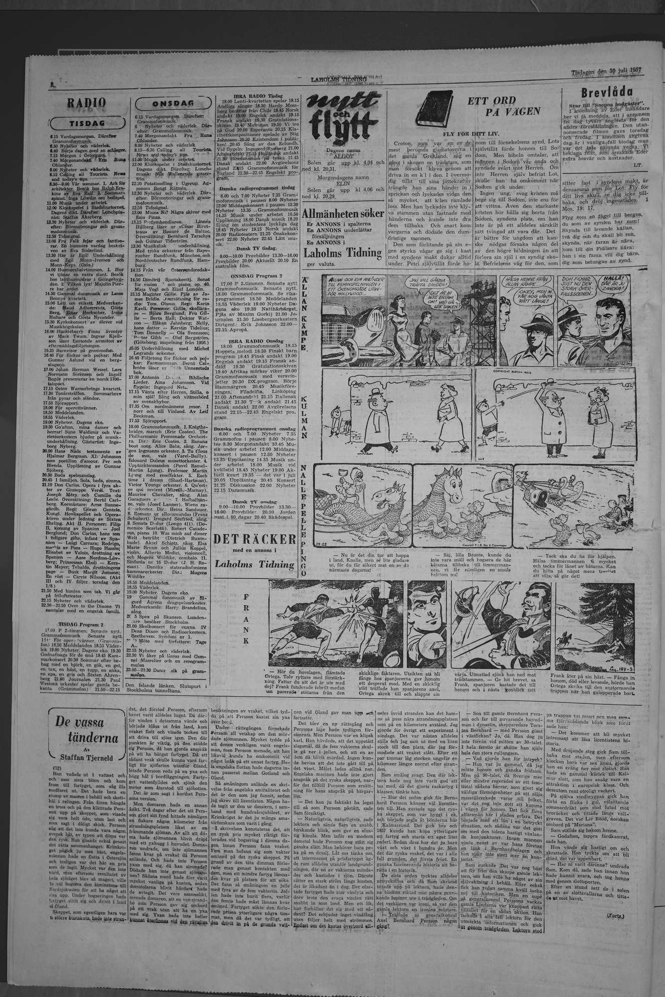 Laholms Tidning Tisdag 30 juli 1957, sida 6