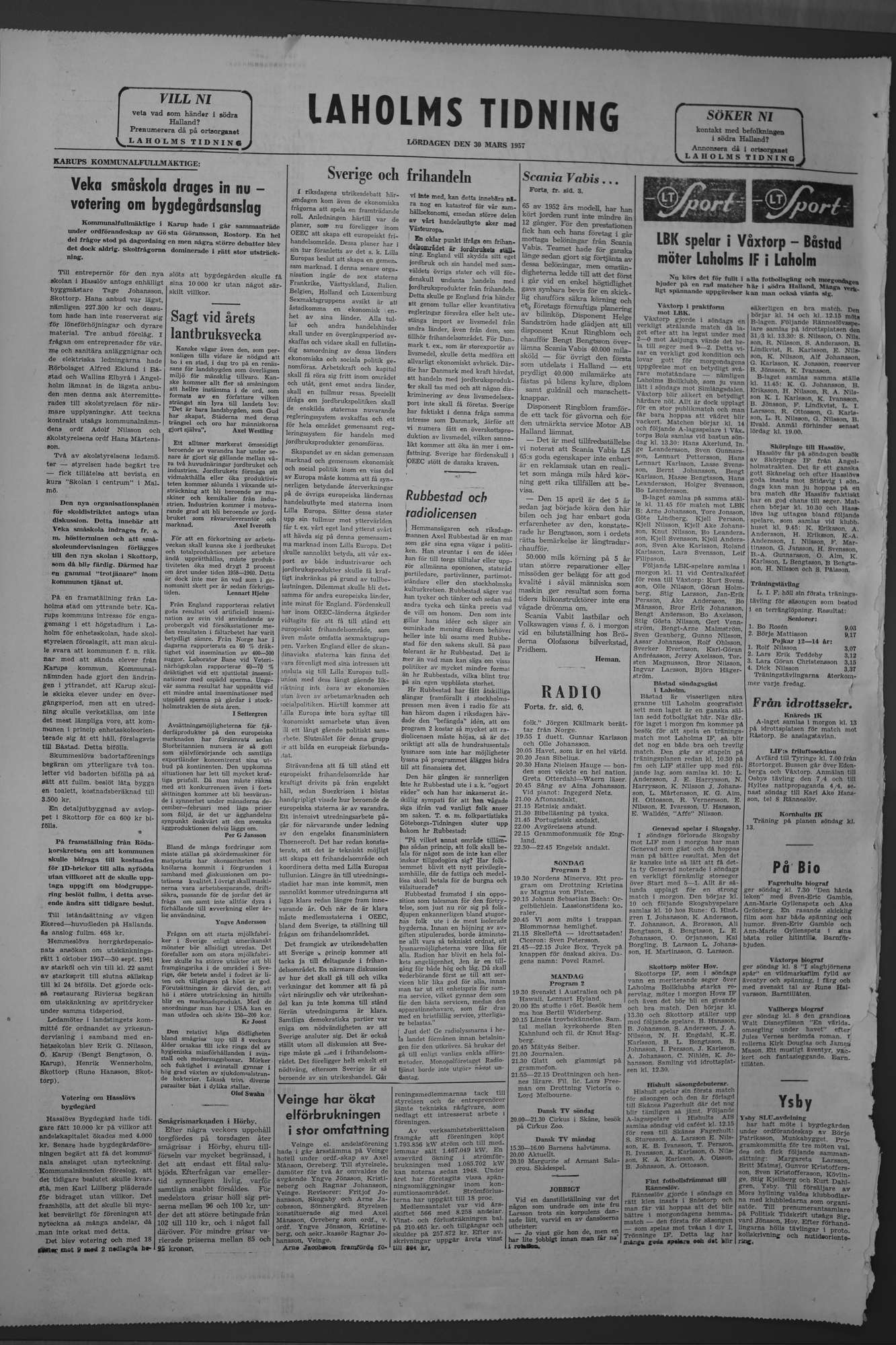 Laholms Tidning Lördag 30 mars 1957, sida 8