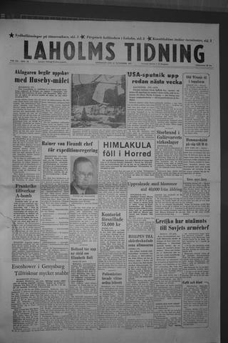 Förstasidan, Lördag 30 november 1957