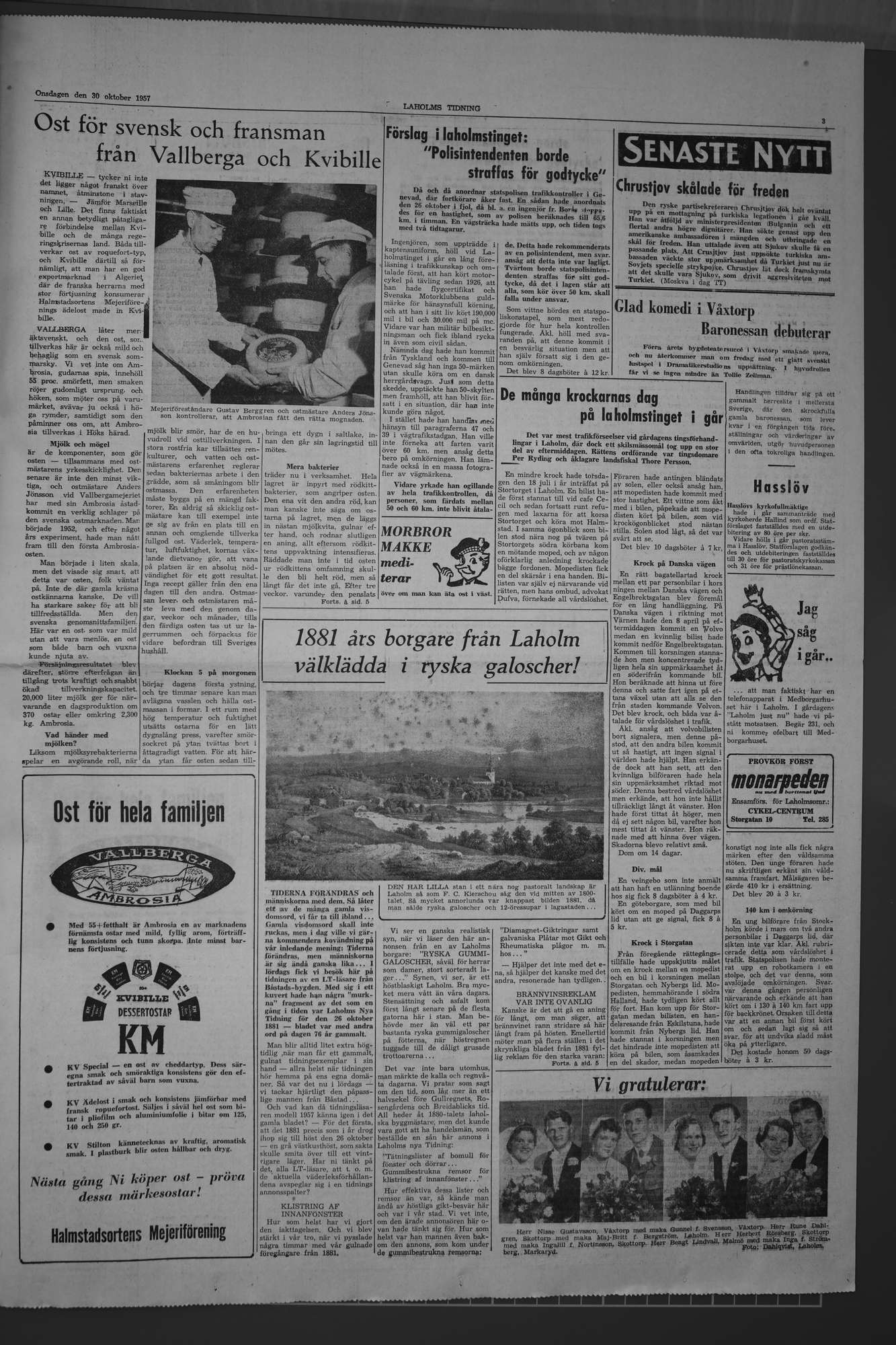 Laholms Tidning Onsdag 30 oktober 1957, sida 3