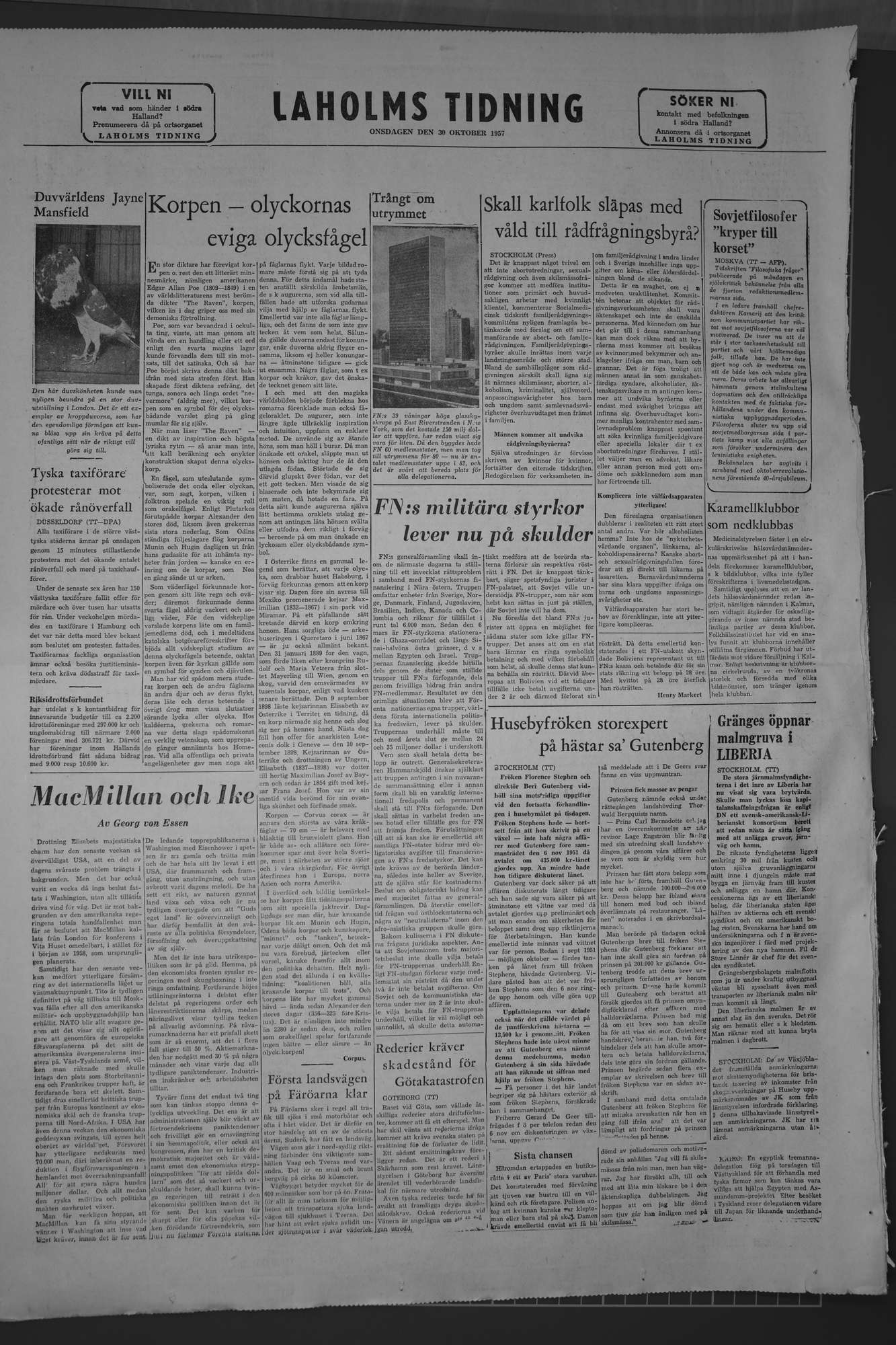 Laholms Tidning Onsdag 30 oktober 1957, sida 8
